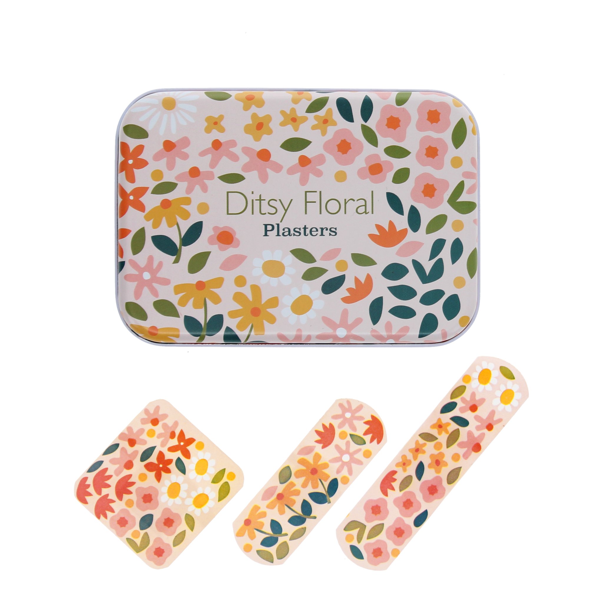 Pflaster mit Blümchenmuster: Dose im Ditsy-Floral-Design und Pflaster in drei Grössen