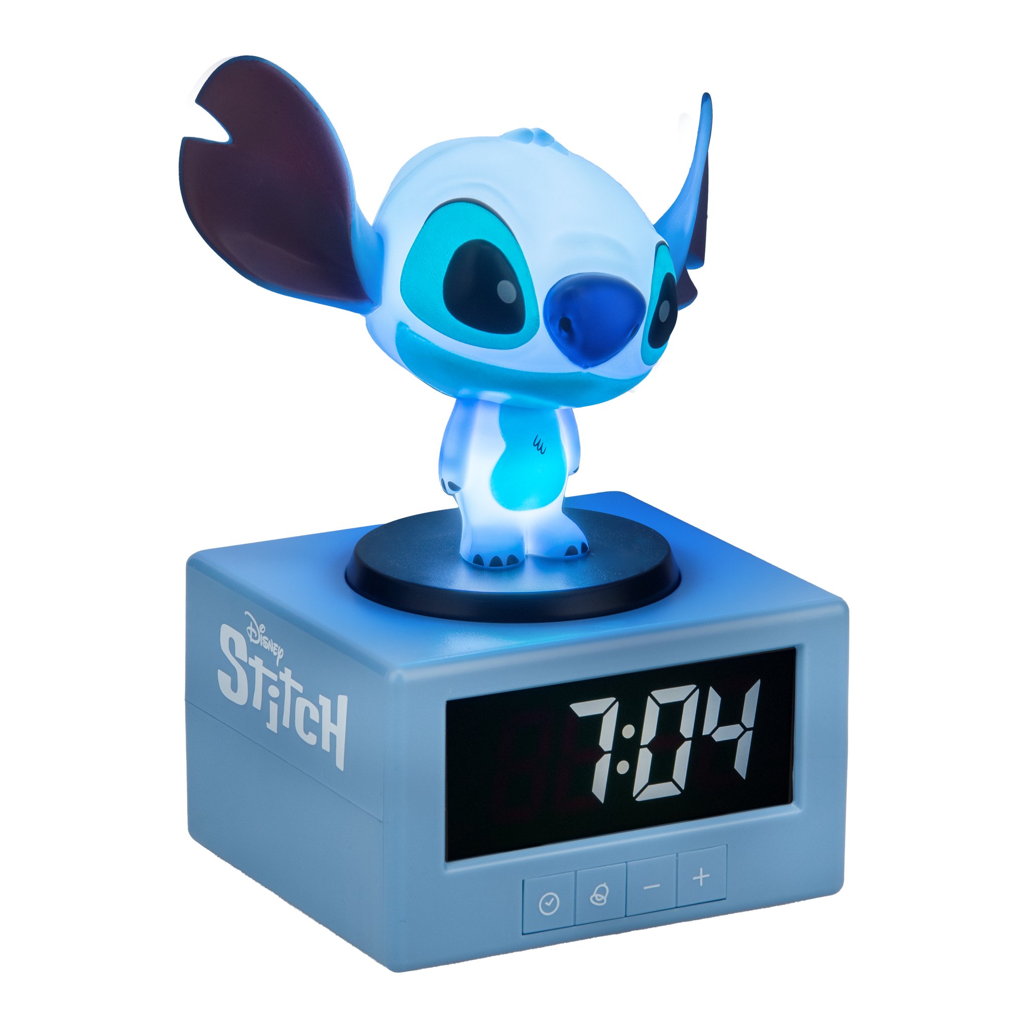 Stitch-Wecker freigestellt mit leuchtender Figur