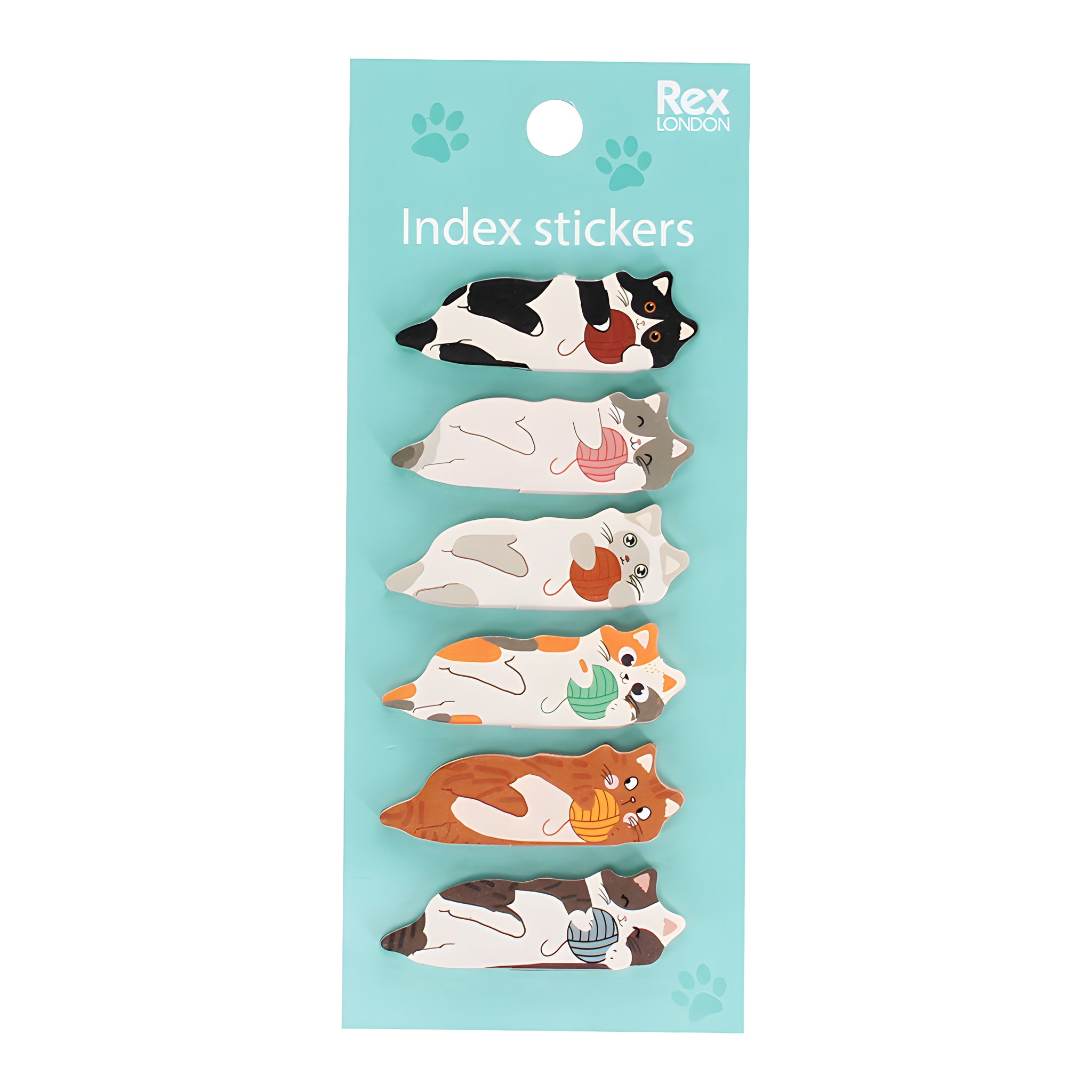 Katzen-Indexsticker 6er-Set auf der Karte: sechs Blöcke mit schlafenden Katzen