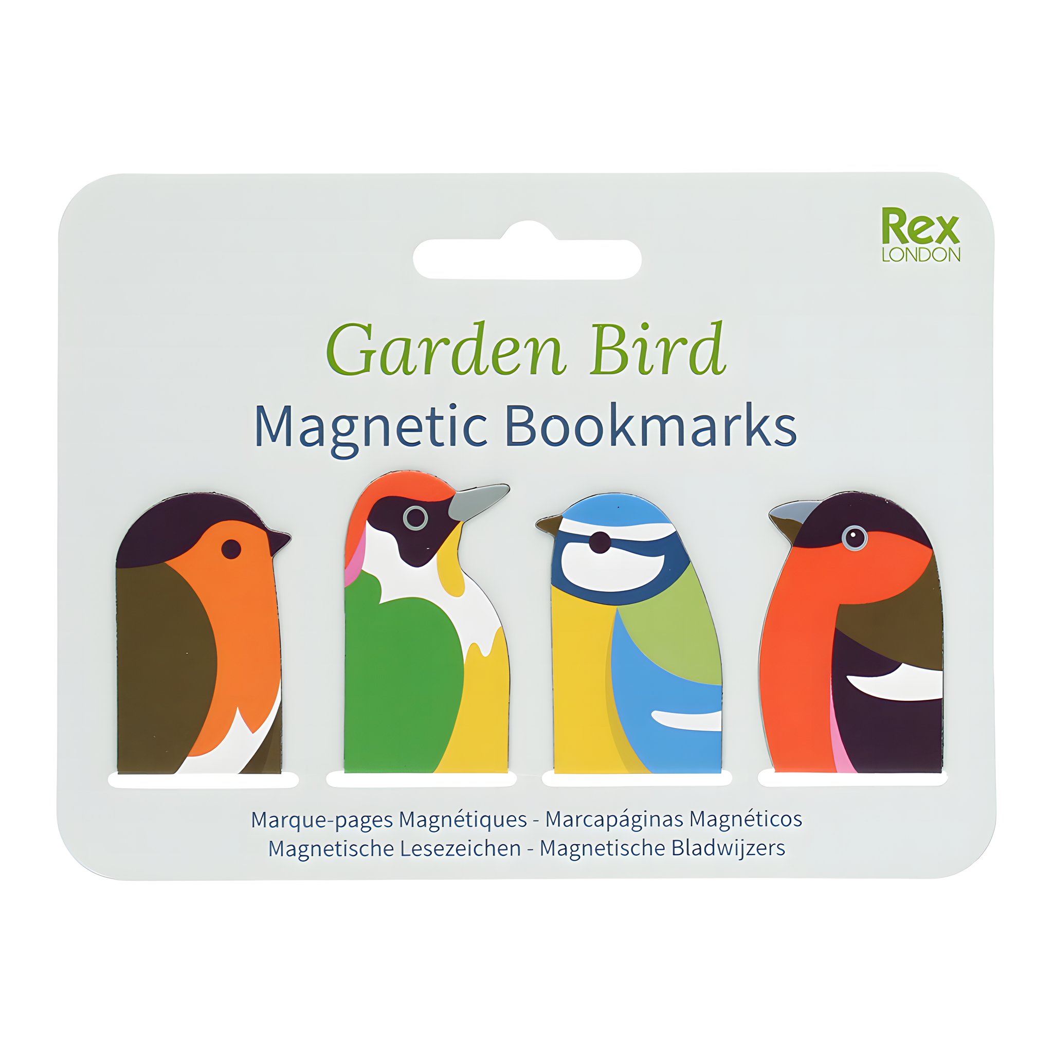Gartenvogel-Lesezeichen 4er-Set auf der Karte Garden Bird Magnetic Bookmarks