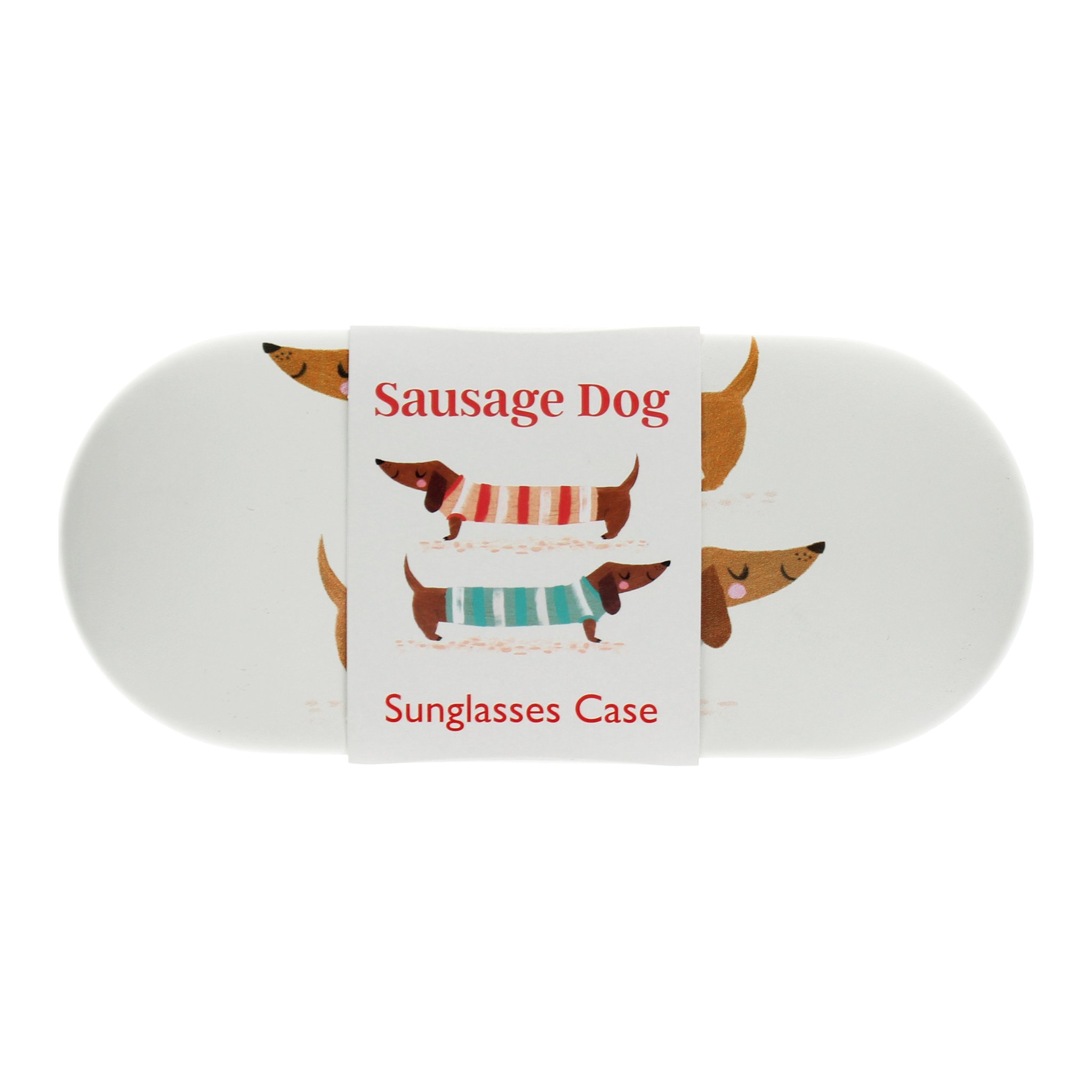 Dackel-Sonnenbrillenetui mit Papierbanderole Sausage Dog Sunglasses Case