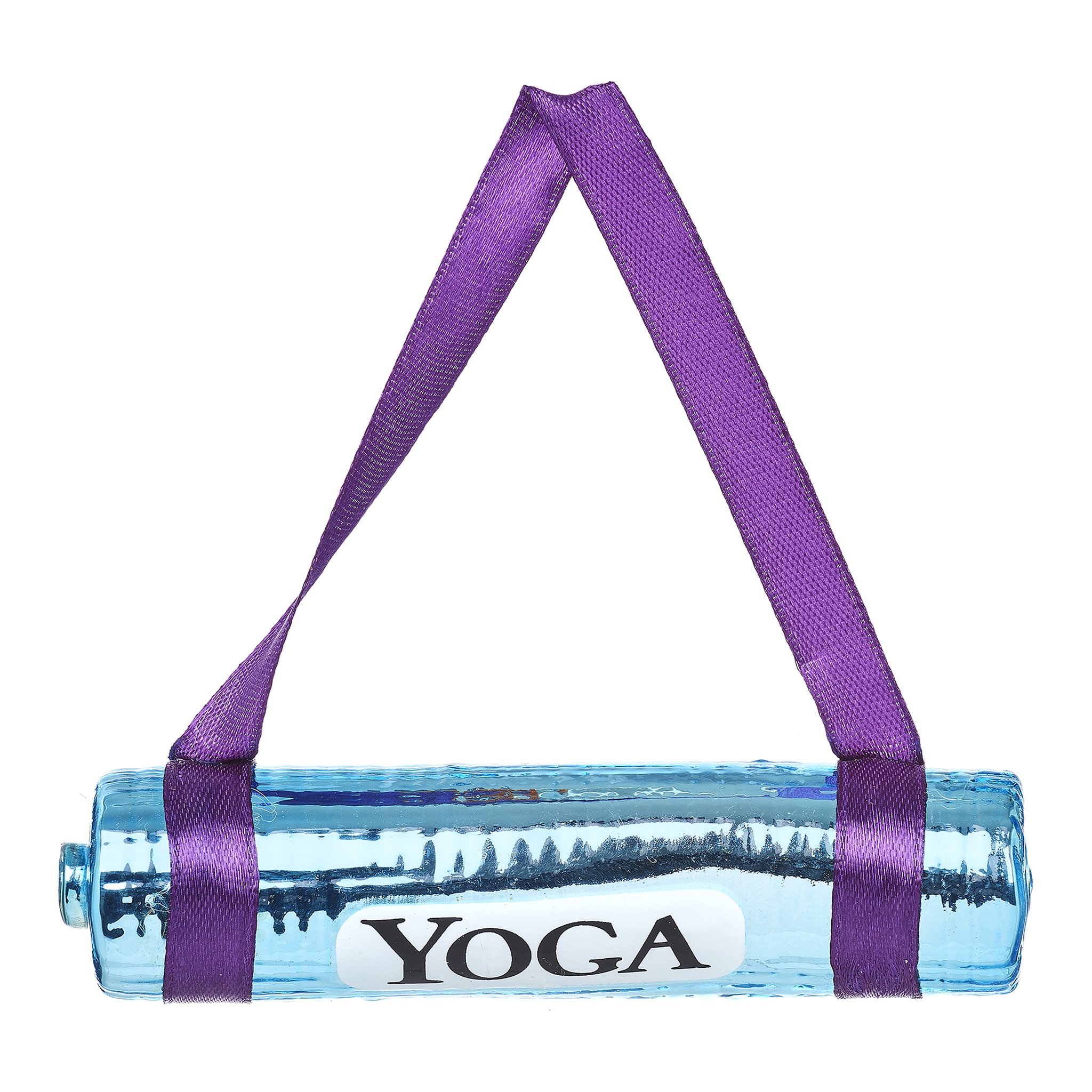 Décoration de sapin tapis de yoga Sass & Belle, tapis en verre bleu avec sangle violette, détourée