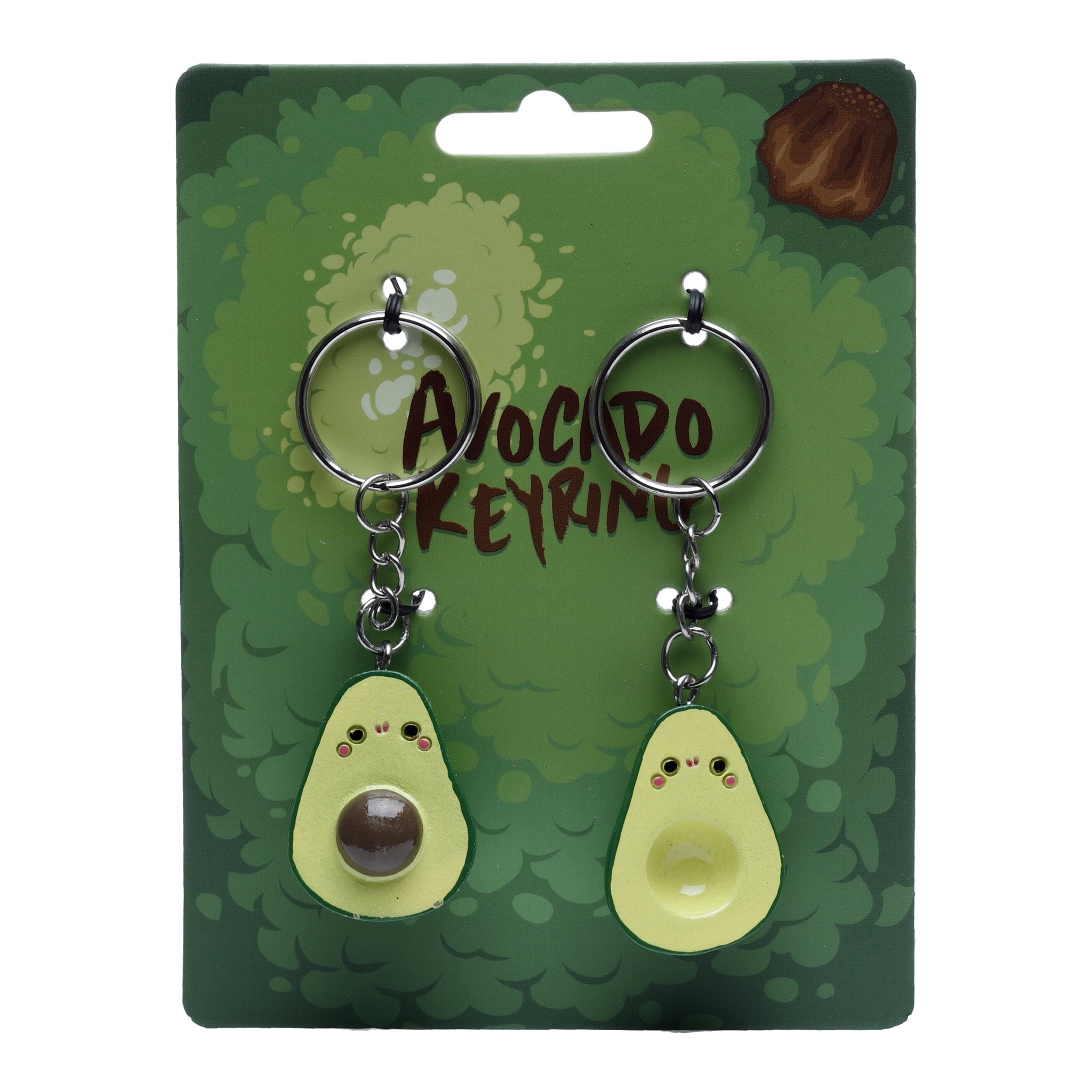 Blisterkarte «Avocado Keyring» mit beiden Anhaengern