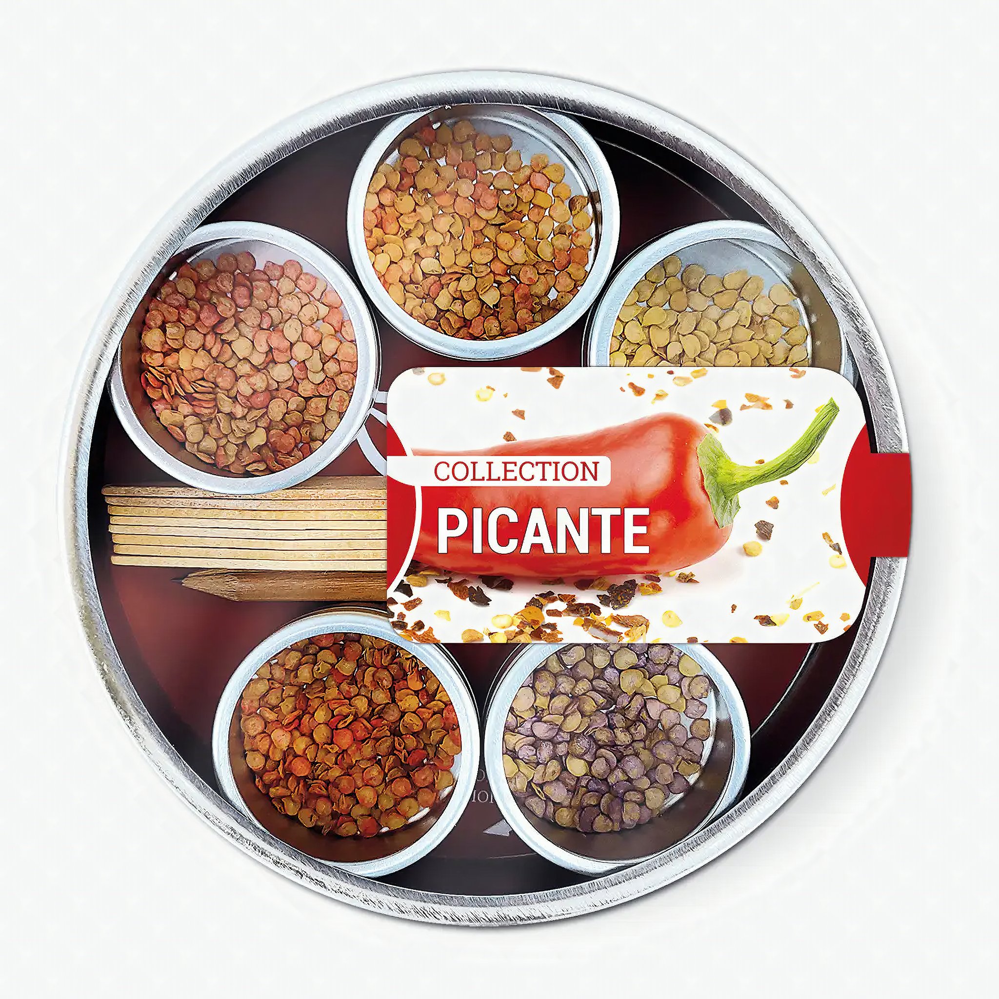 Garden Pocket Picante Chili Anzuchtset mit 5 Sorten in Metalldose