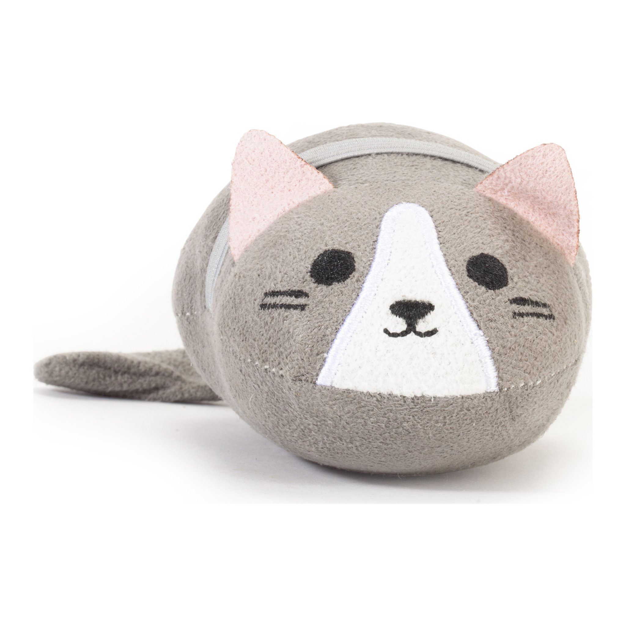 Nettoyeur d'écran en peluche gris en forme de chat de face