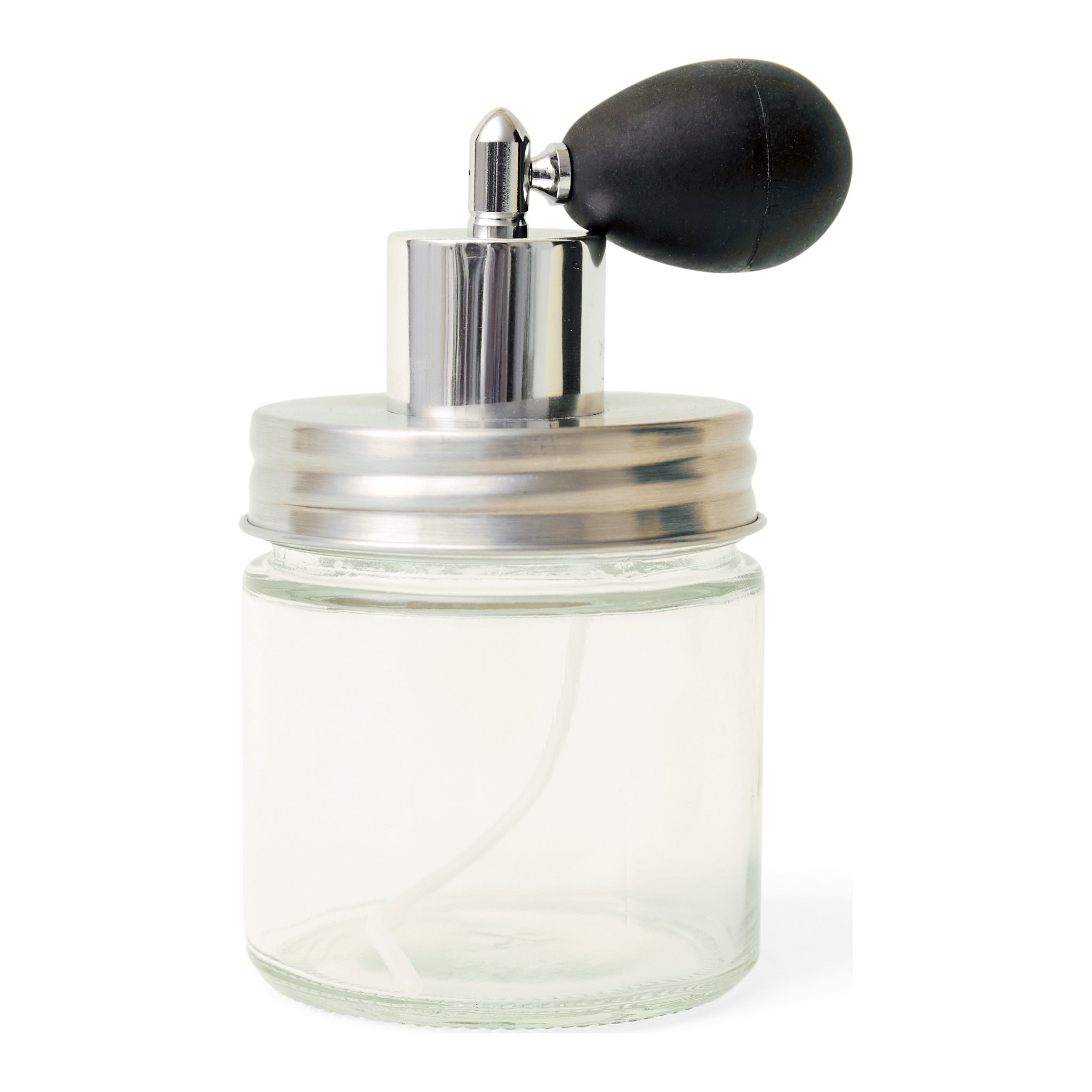 Glas-Duftzerstäuber mit Metalldeckel und schwarzem Pumpball
