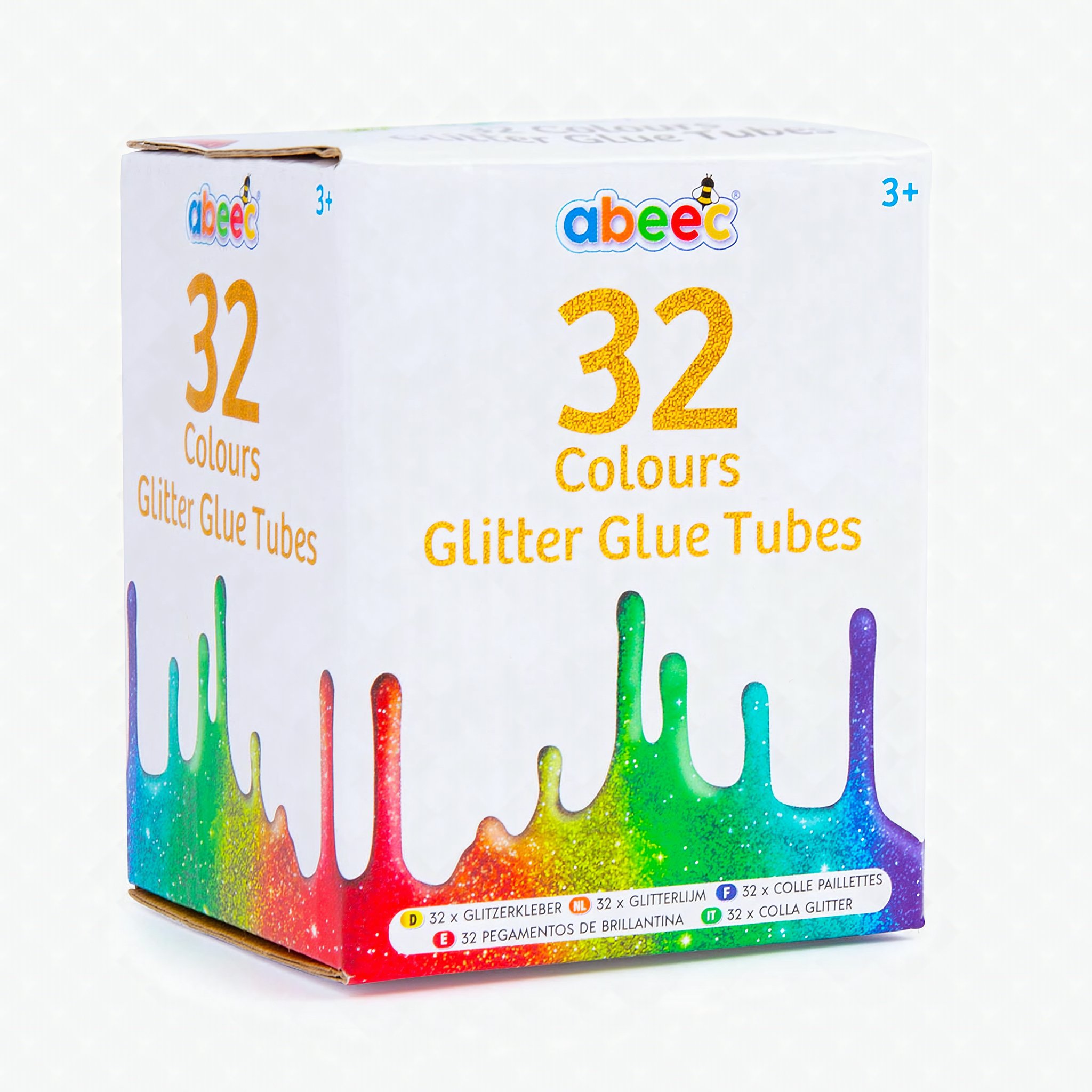 Set colla glitterata, 32 tubetti multicolore