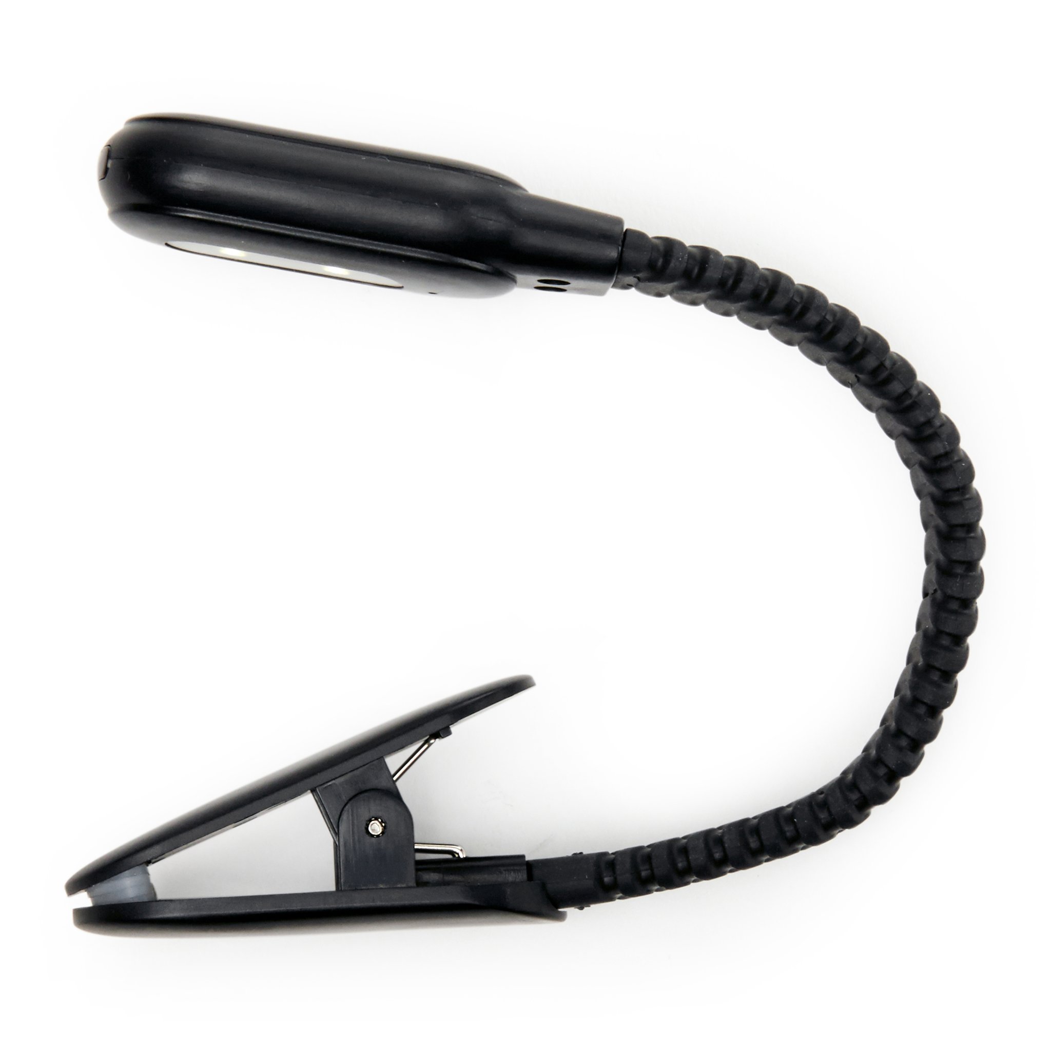 Wiederaufladbare Leseleuchte – Detail Leuchtkopf und Clip