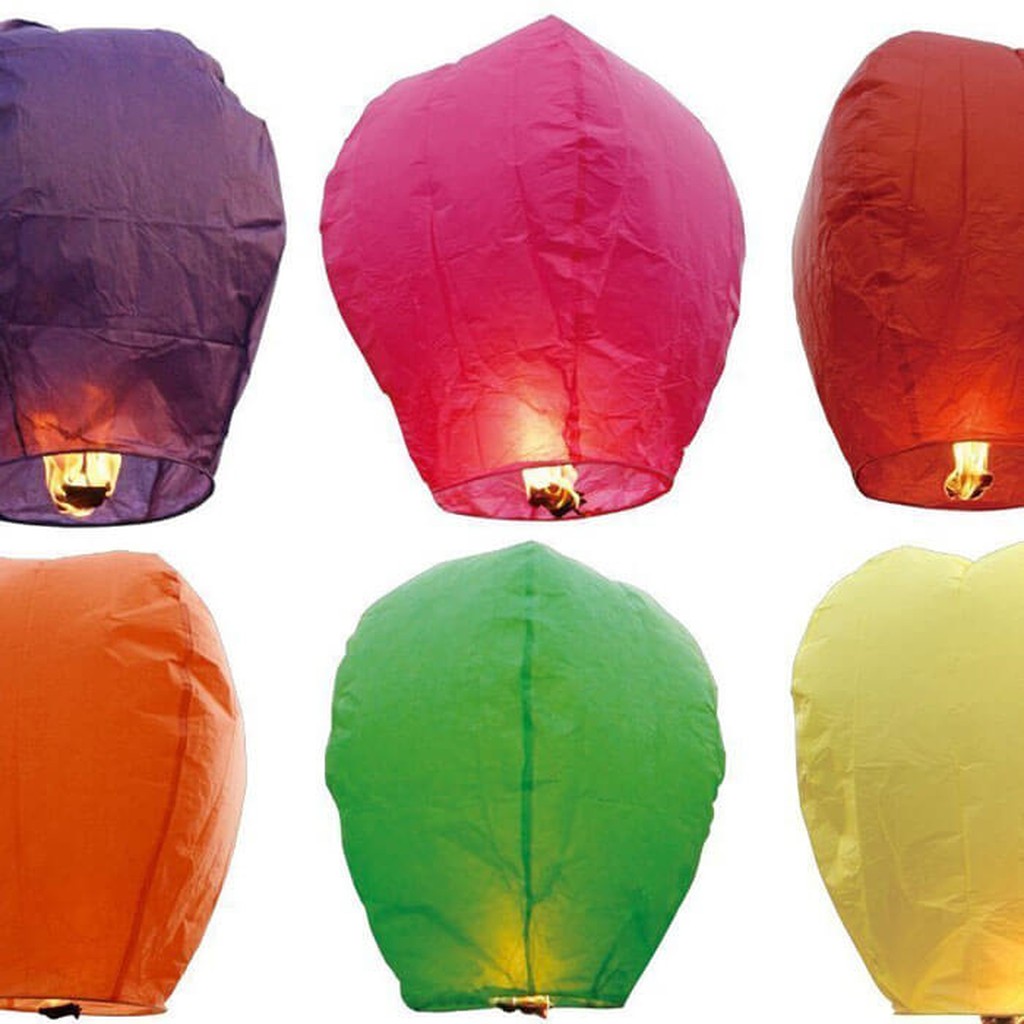 Himmelslaternen 5er Set Farbig biologisch abbaubar