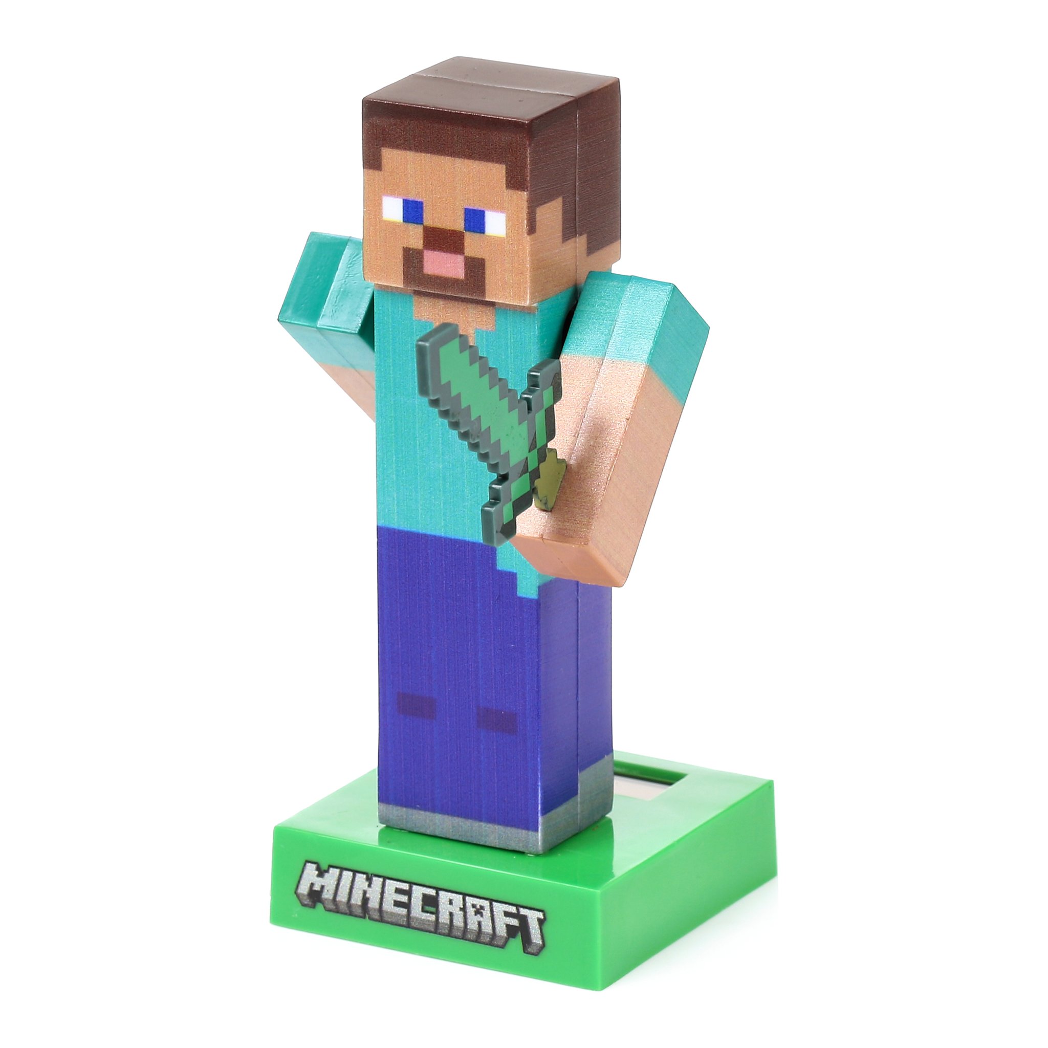 Minecraft-Steve-Figur von schraeg vorne mit erhobenem Schwert