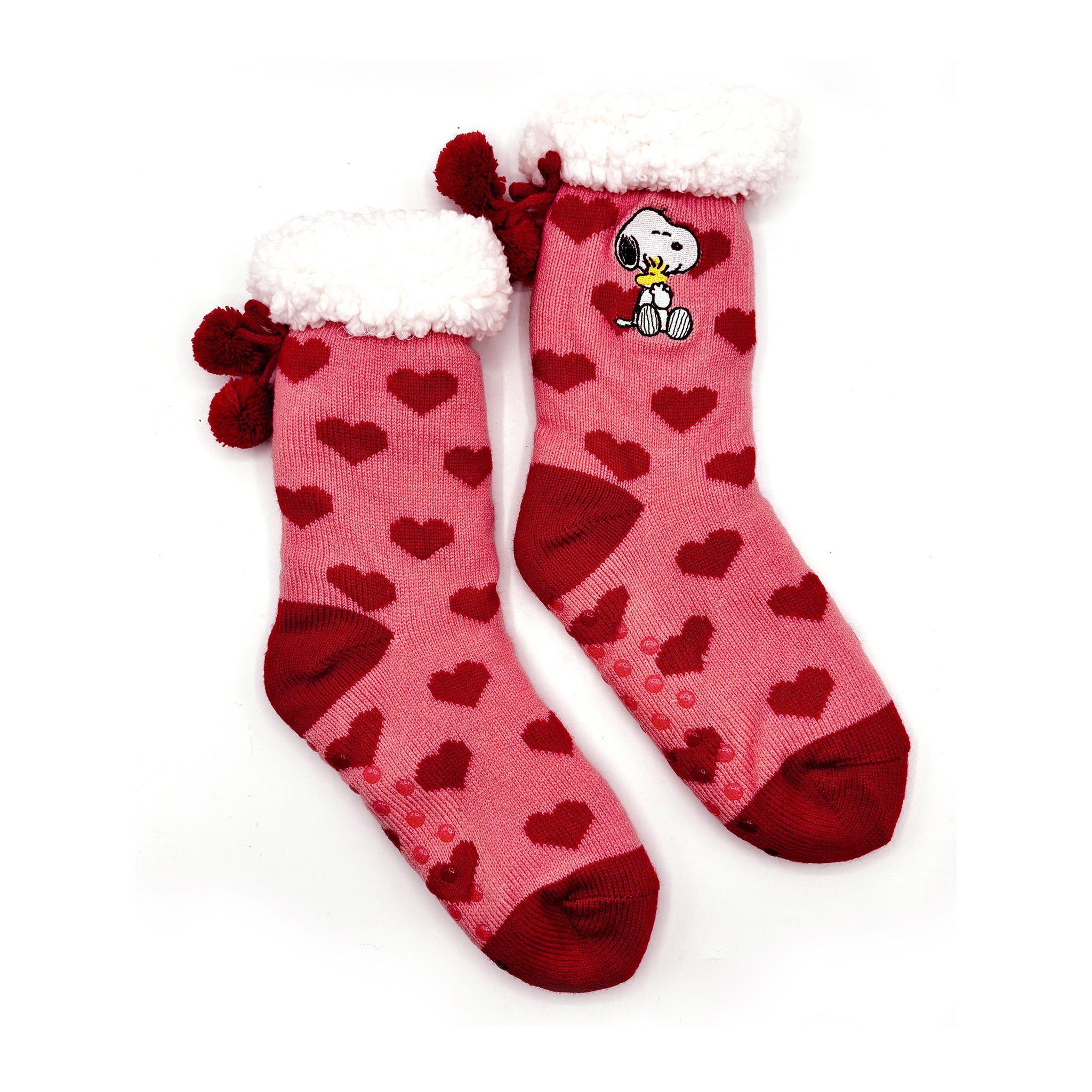 Paar Snoopy Kuschelsocken mit rutschfesten Noppen auf der Sohle