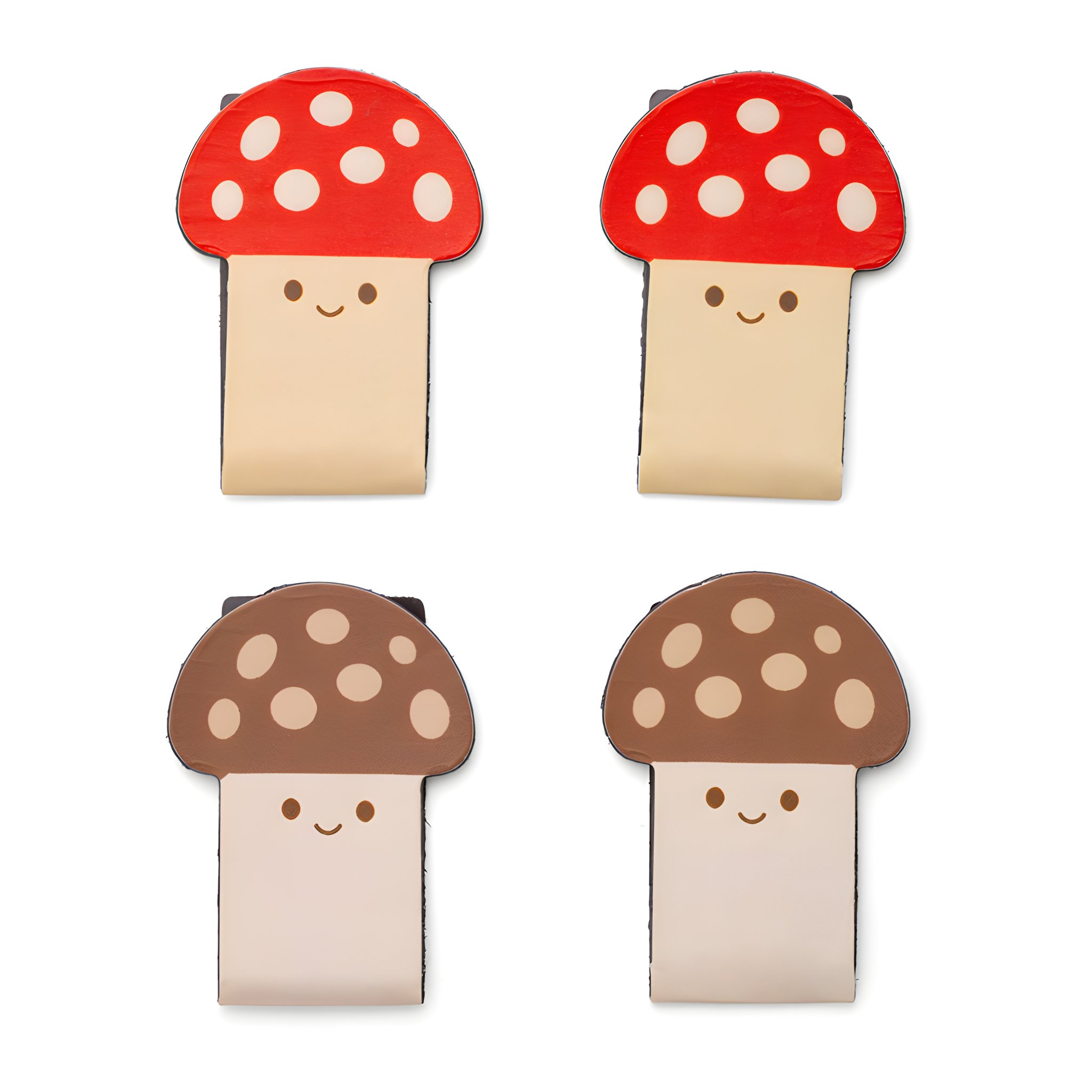 Magnetische Pilz-Lesezeichen 4er-Set mit roten und braunen Pilzhüten