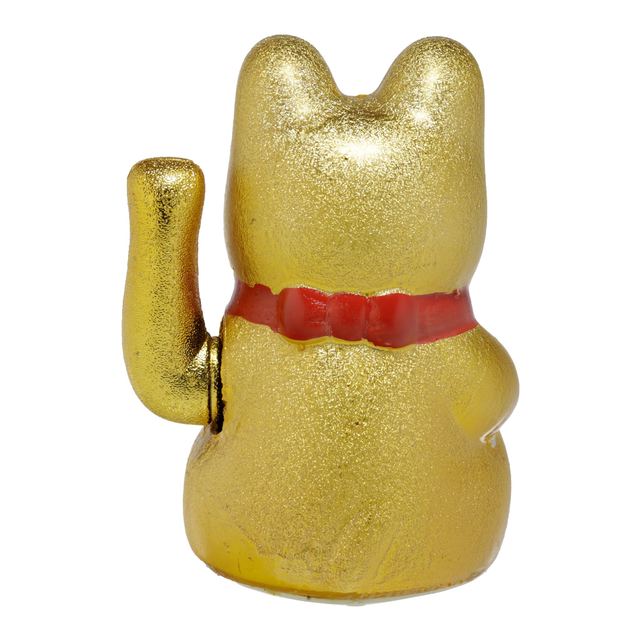 Chat porte-bonheur dore vu de dos