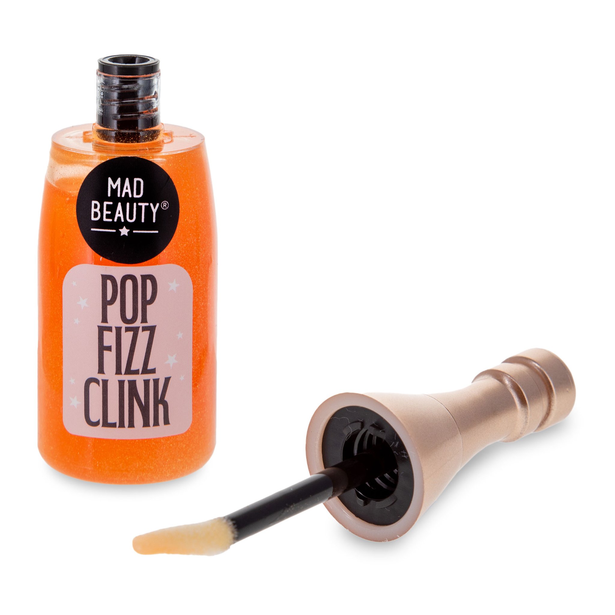 Geöffneter Lipgloss mit Applikator neben dem Flakon