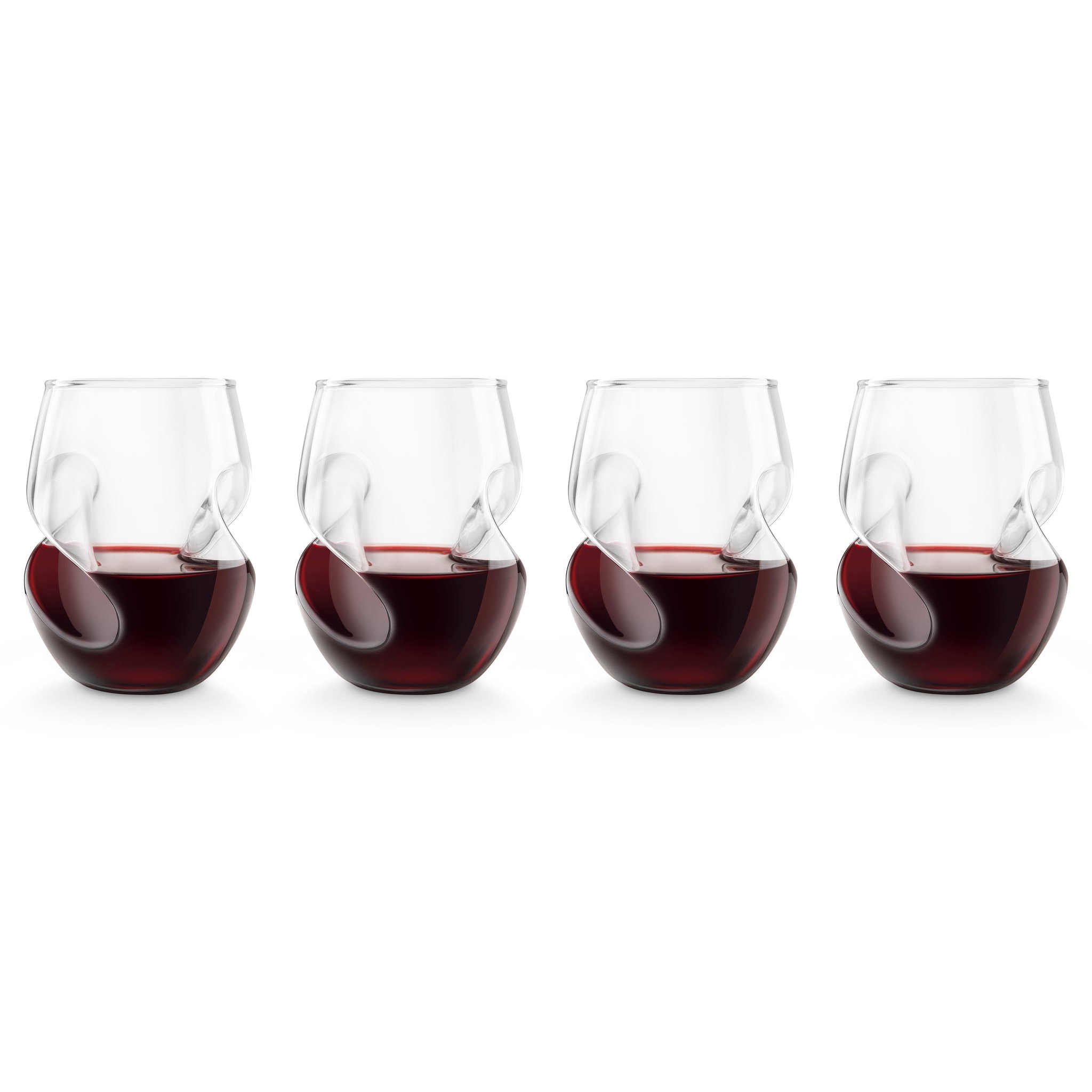 Conundrum Red Wine Glasses Set of 4 Side by Side Filled with Red Wine