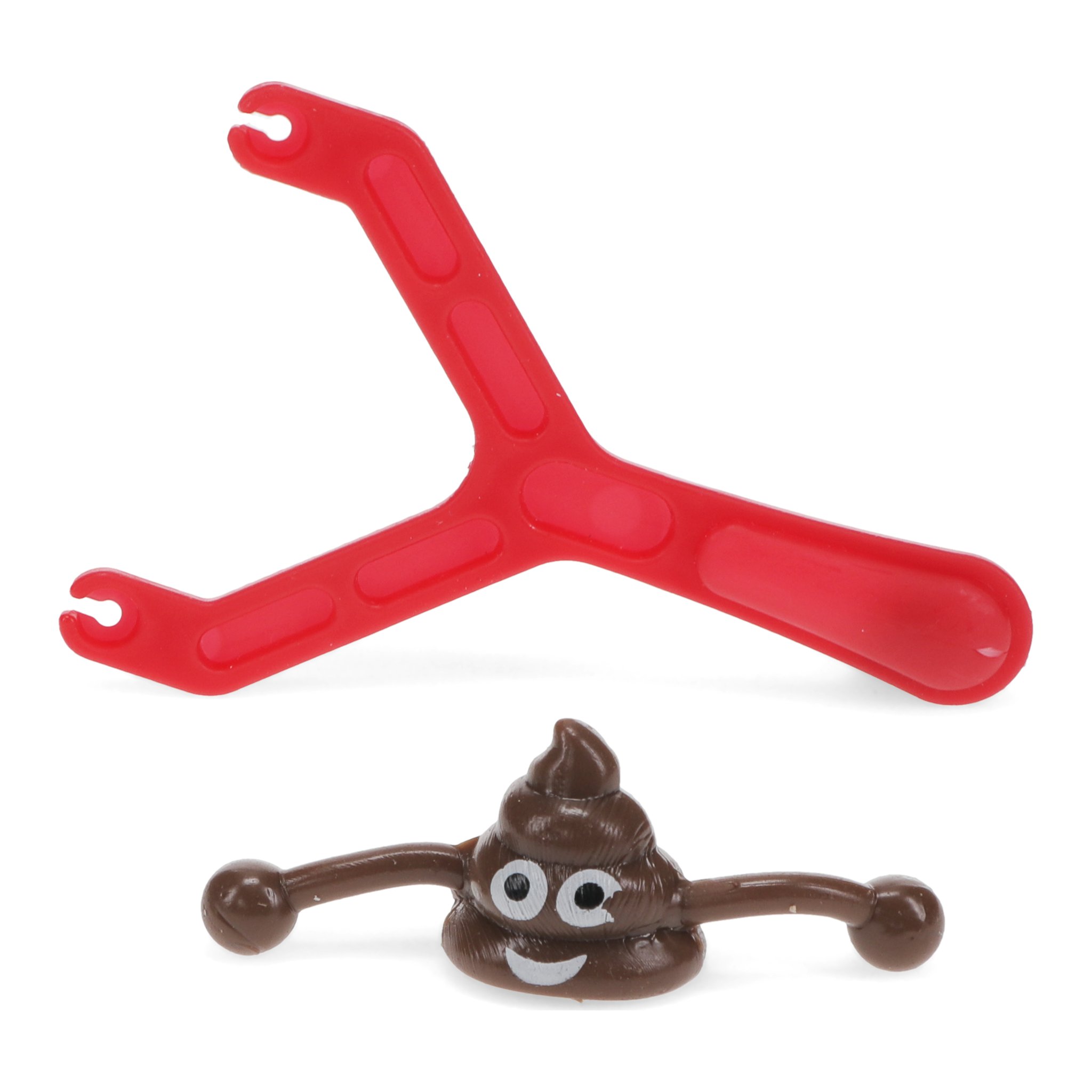Catapulte rouge et crotte collante avec visage, détourées