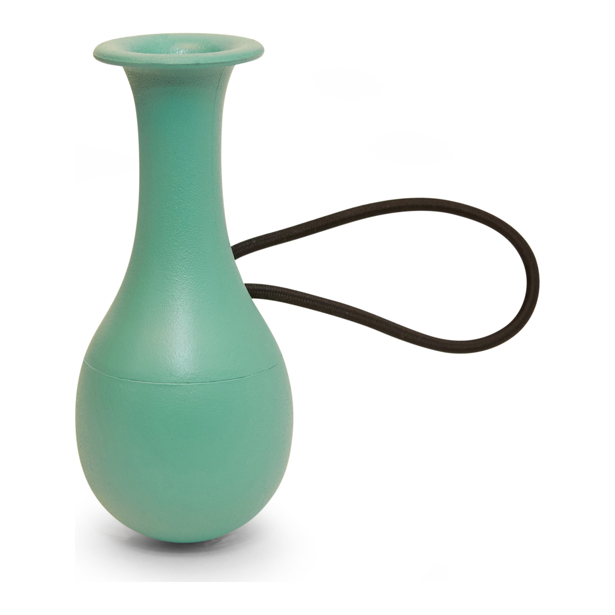 Die mintgrüne Fahrrad-Vase mit Gummiband freigestellt