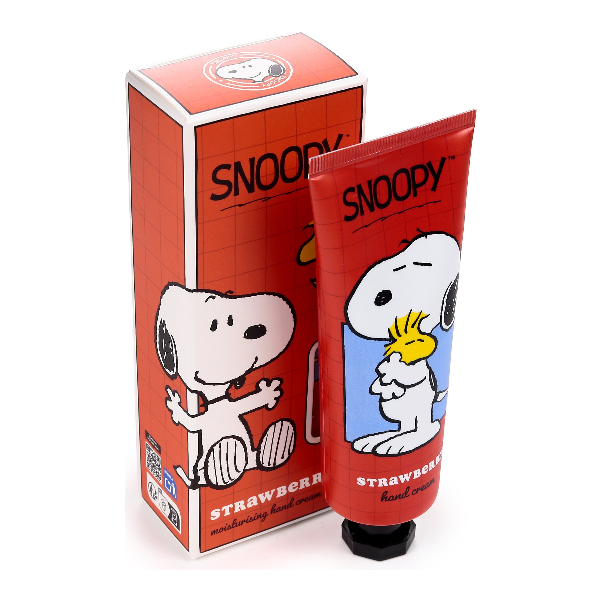 Rote Snoopy-Handcreme mit passender Faltschachtel
