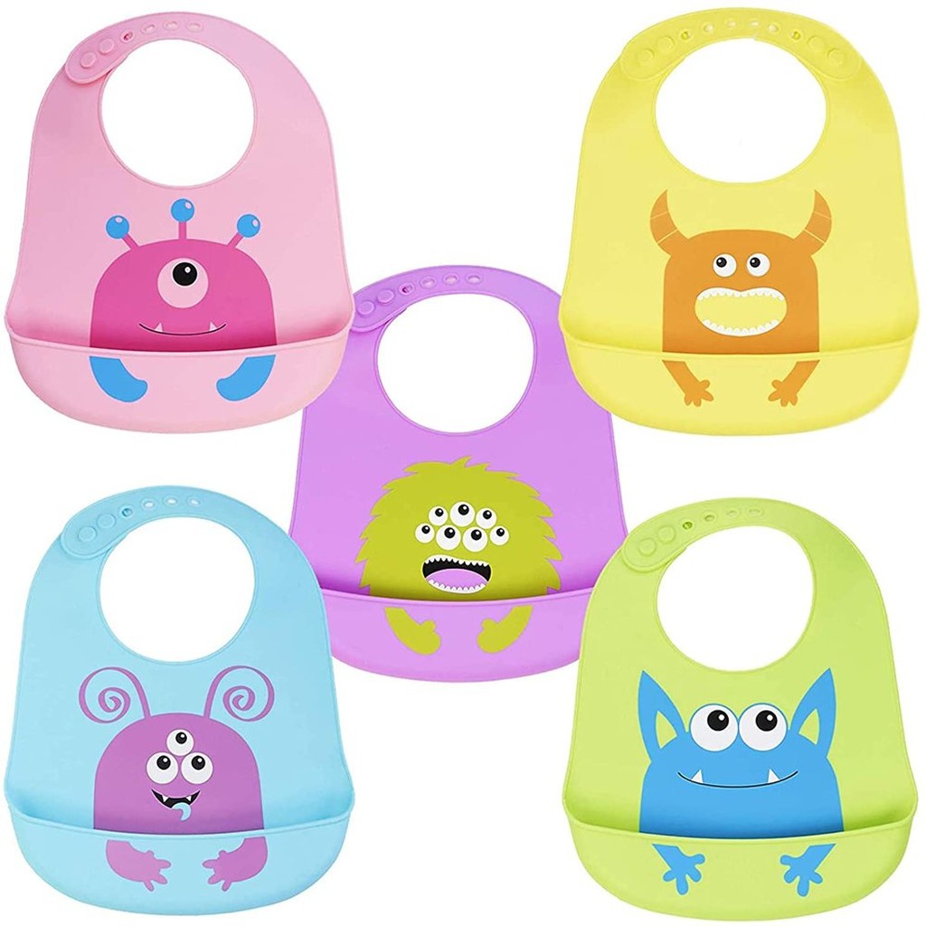 Monster Lätzchen Silikon Latz Babylatz 5er Set
