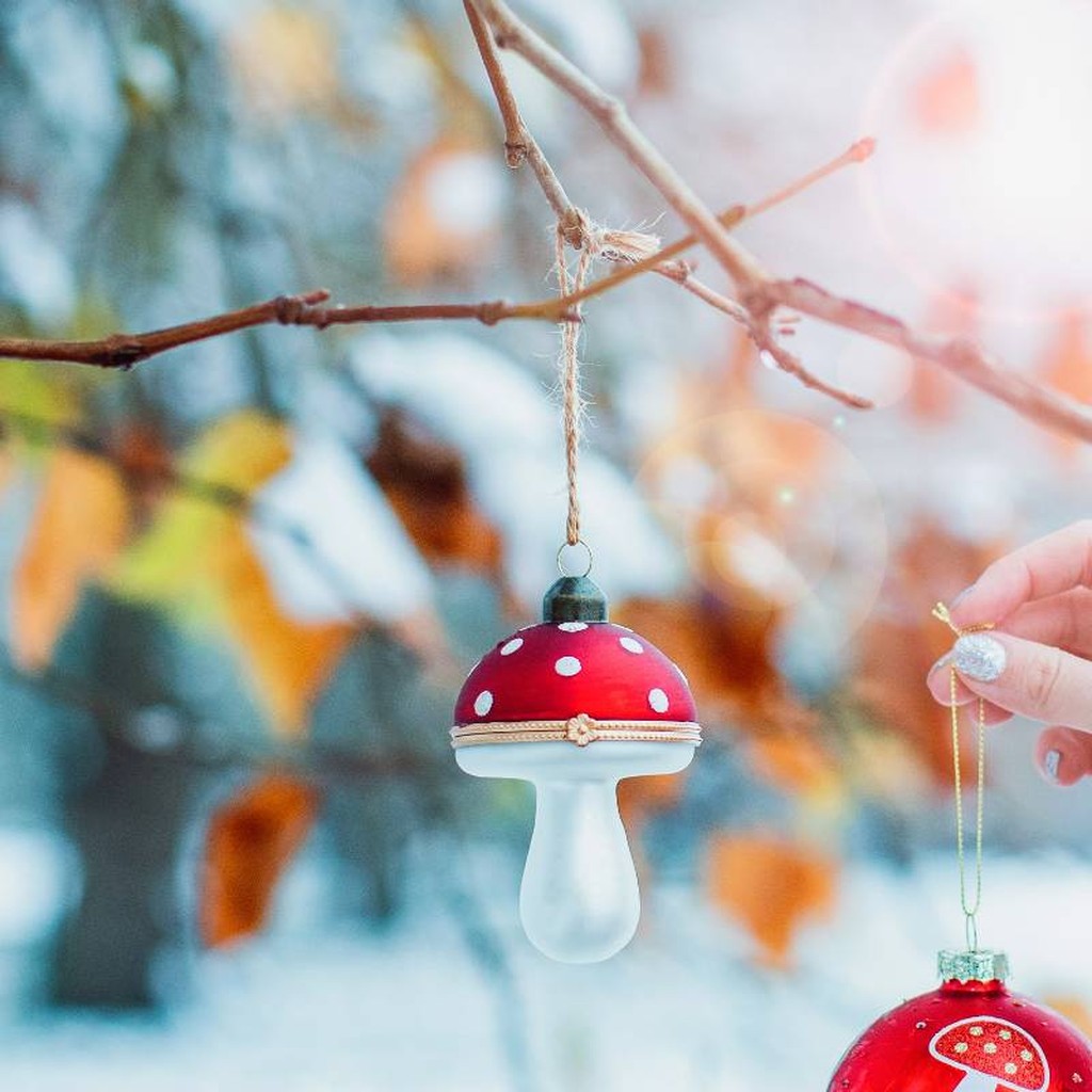Fliegenpilz-Weihnachtsschmuck zum Öffnen