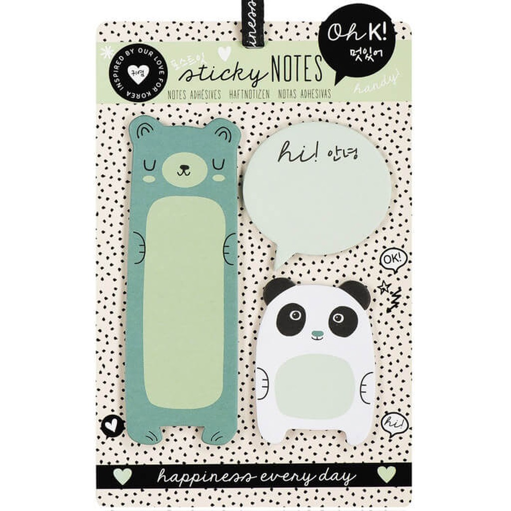 Oh K! Klebe Notiz Zettel Bär und Panda