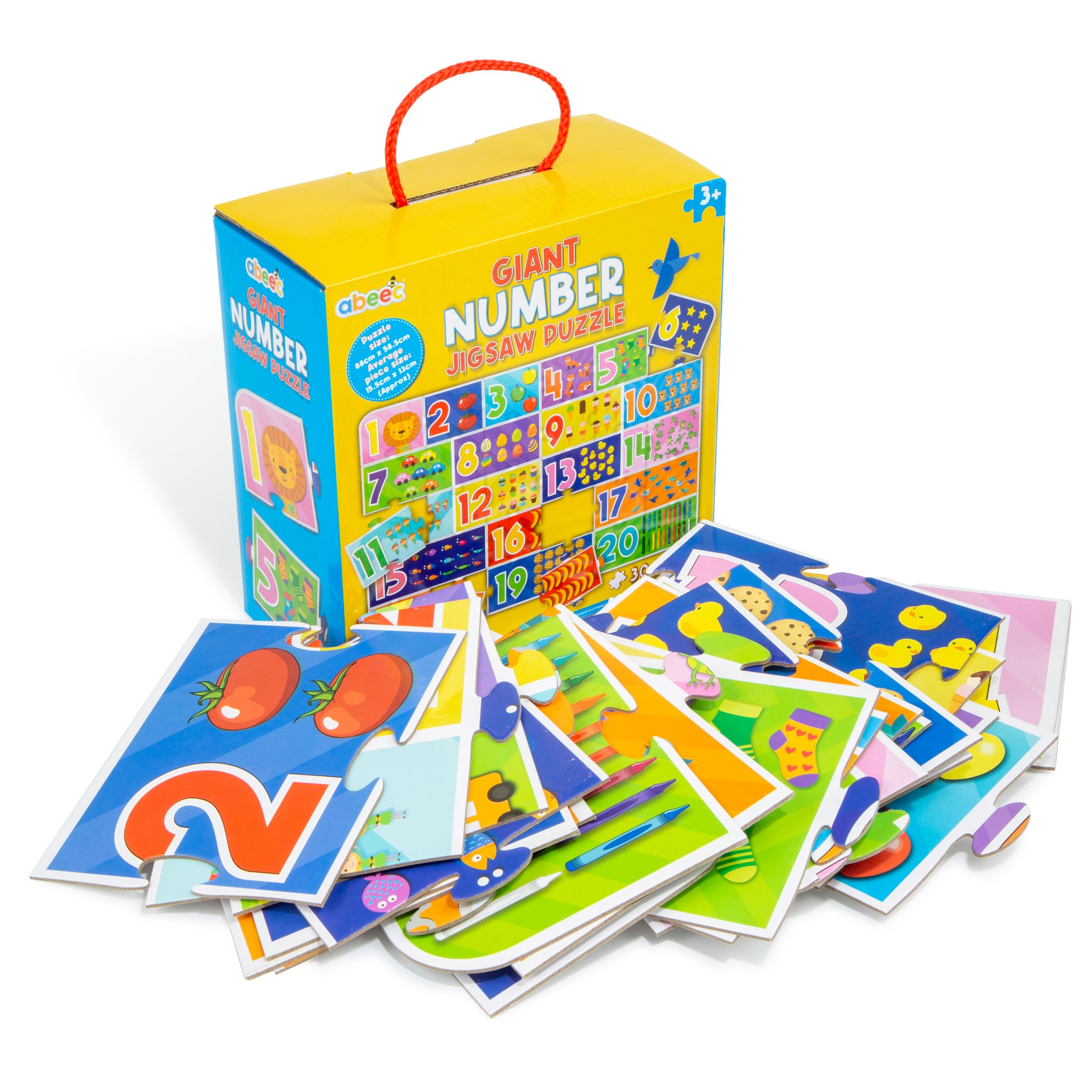abeec Bodenpuzzle Box mit ausgebreiteten Puzzleteilen