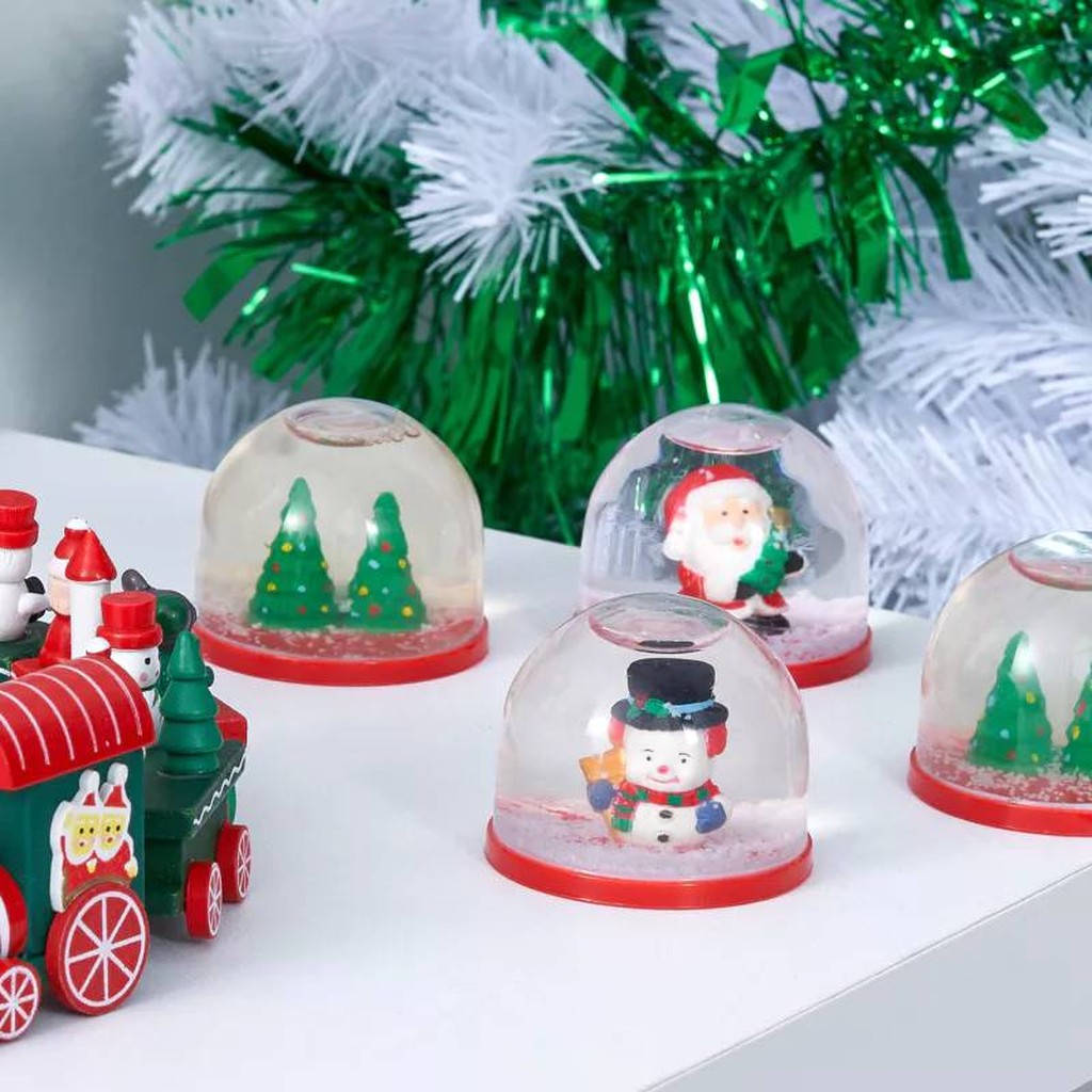 4 Mini-Weihnachts-Schneekugeln