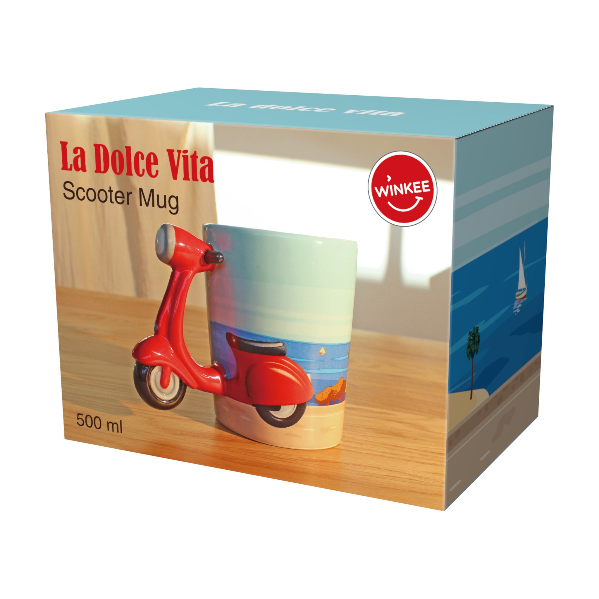 Geschenkbox der Winkee La Dolce Vita Scooter Tasse 500 ml