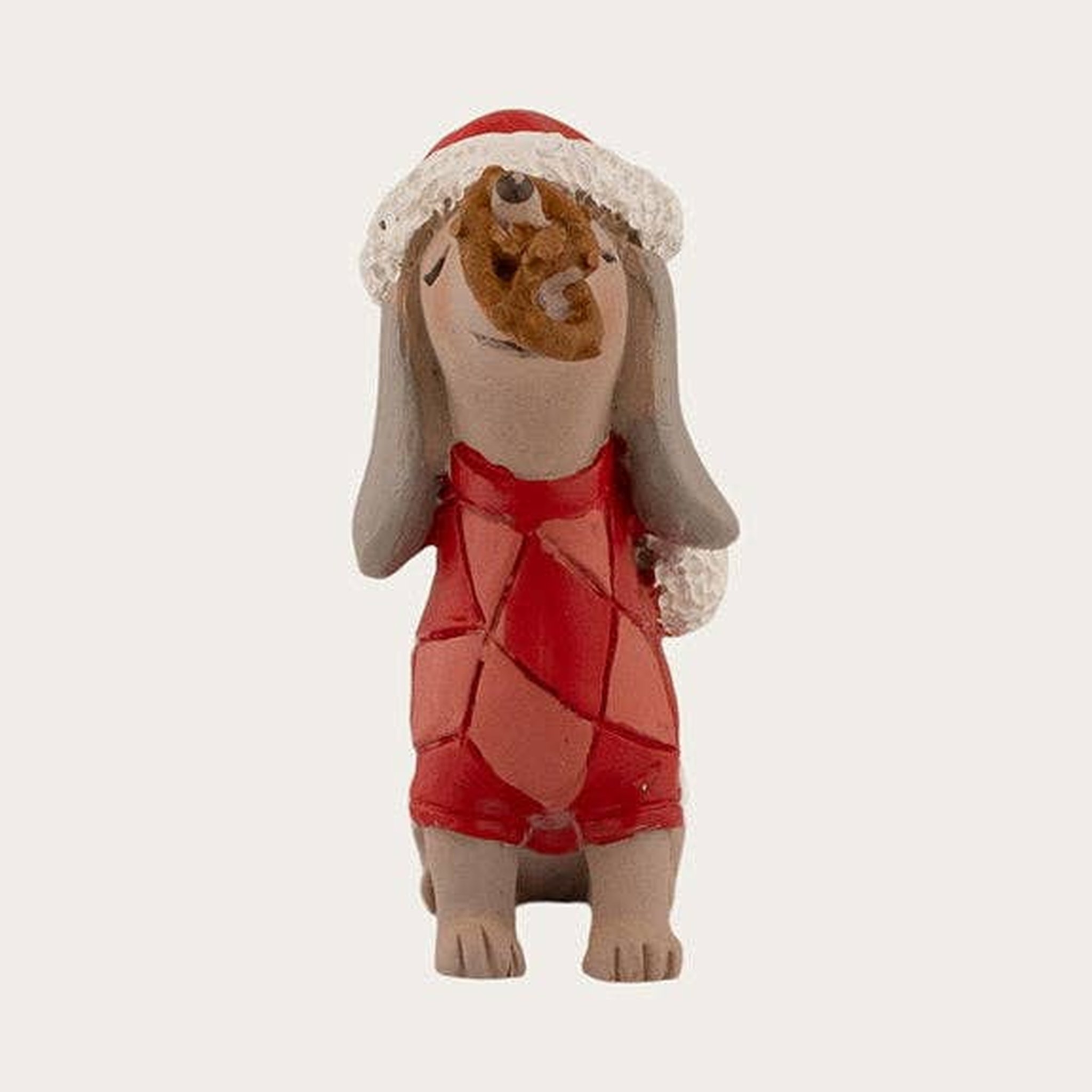 Dackel-Figur mit Weihnachtsmütze – Ansicht