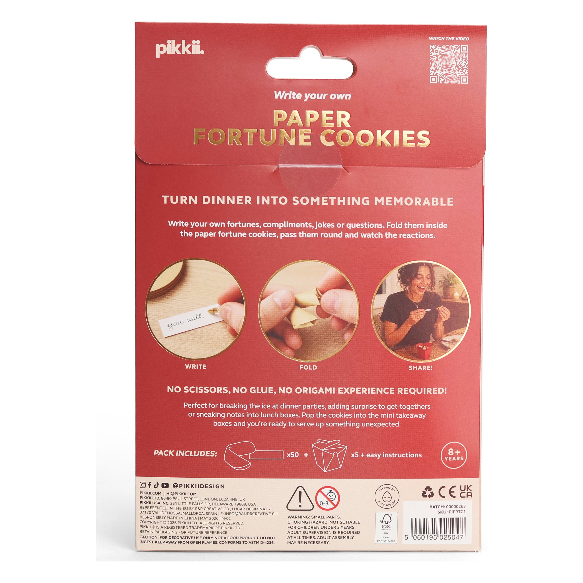 Paper Fortune Cookies – Verpackung Rückseite