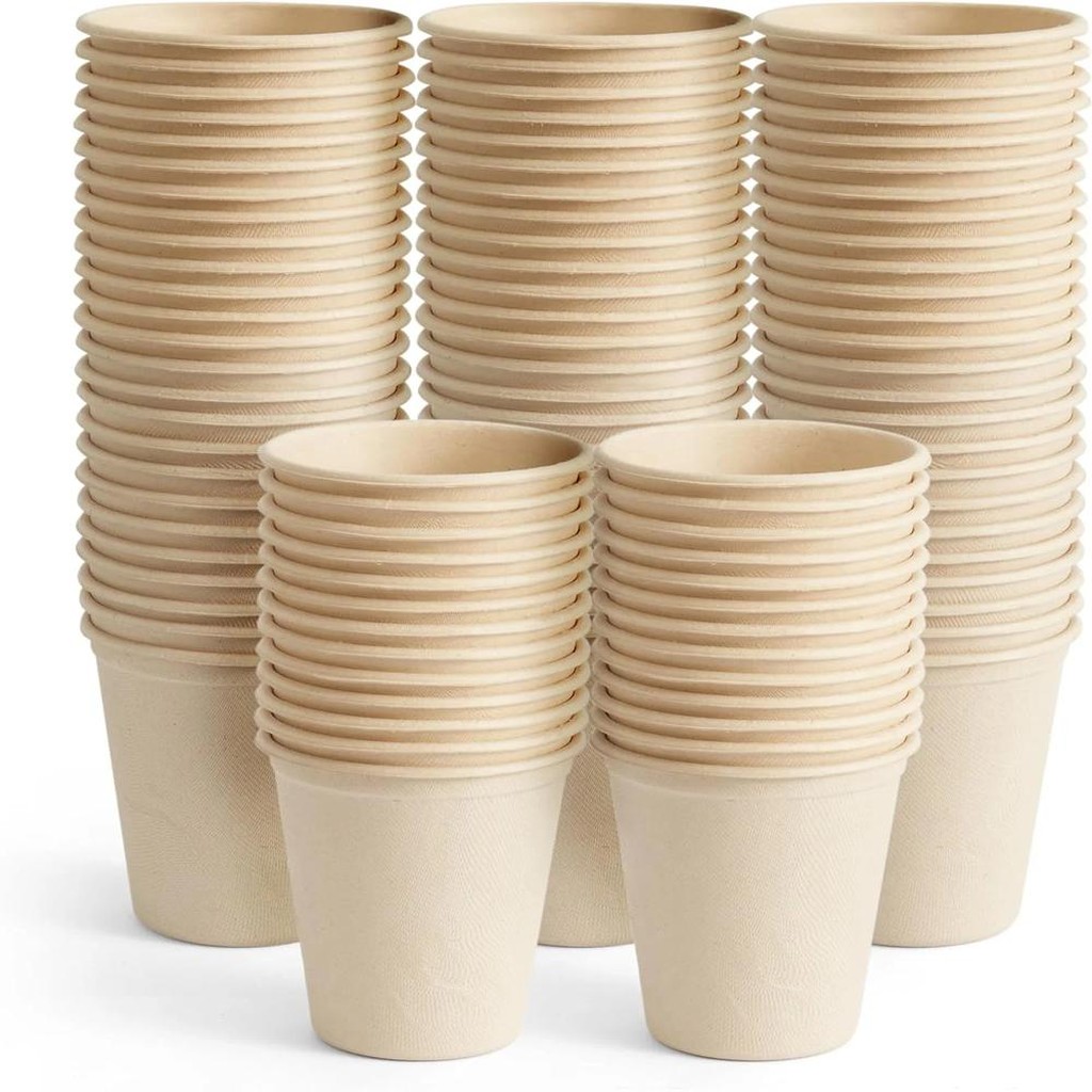 100 Einwegbecher aus Zuckerrohr 370ml biologisch abbaubar