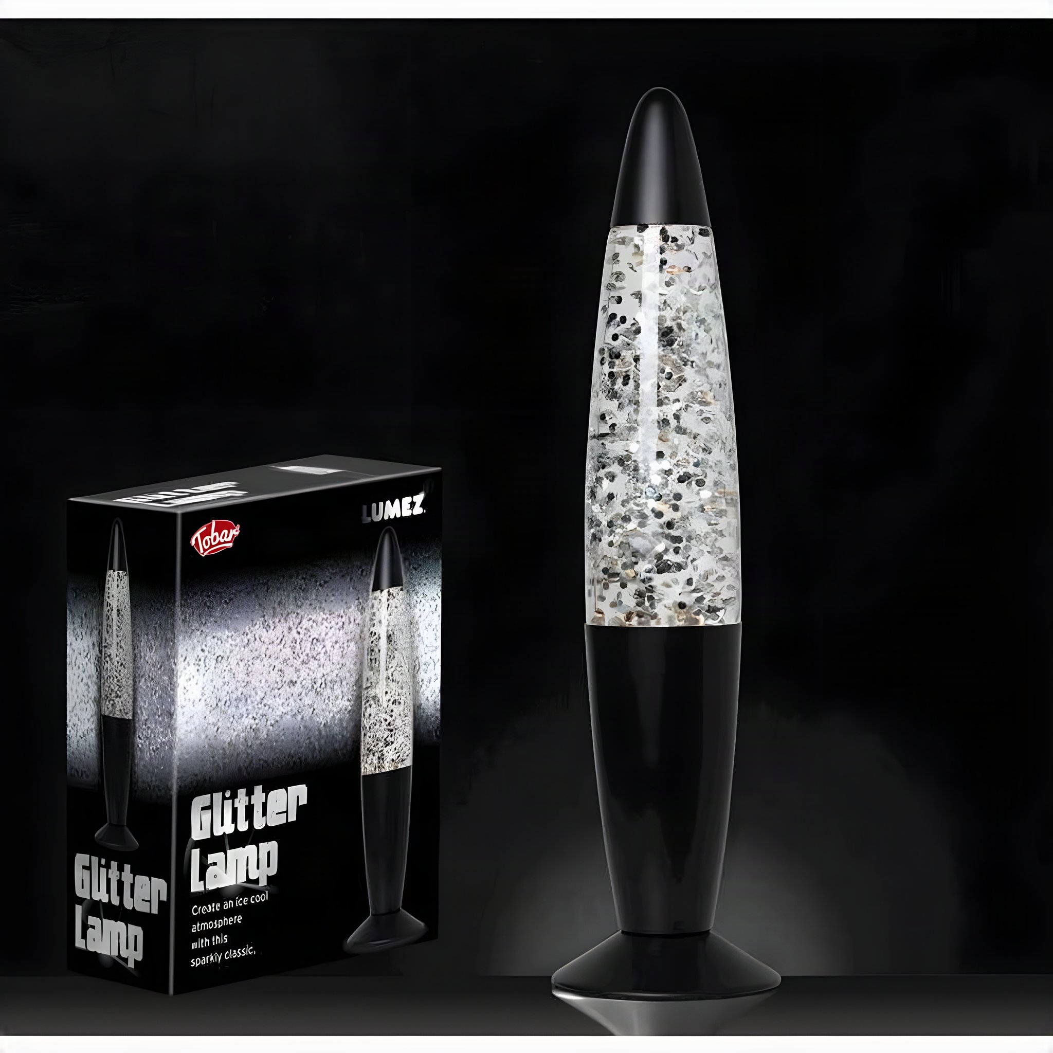 Lampada lava glitterata Lumez in nero