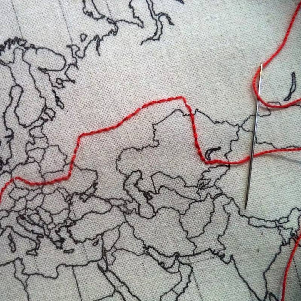 Weltkarten-Beutel zum Besticken