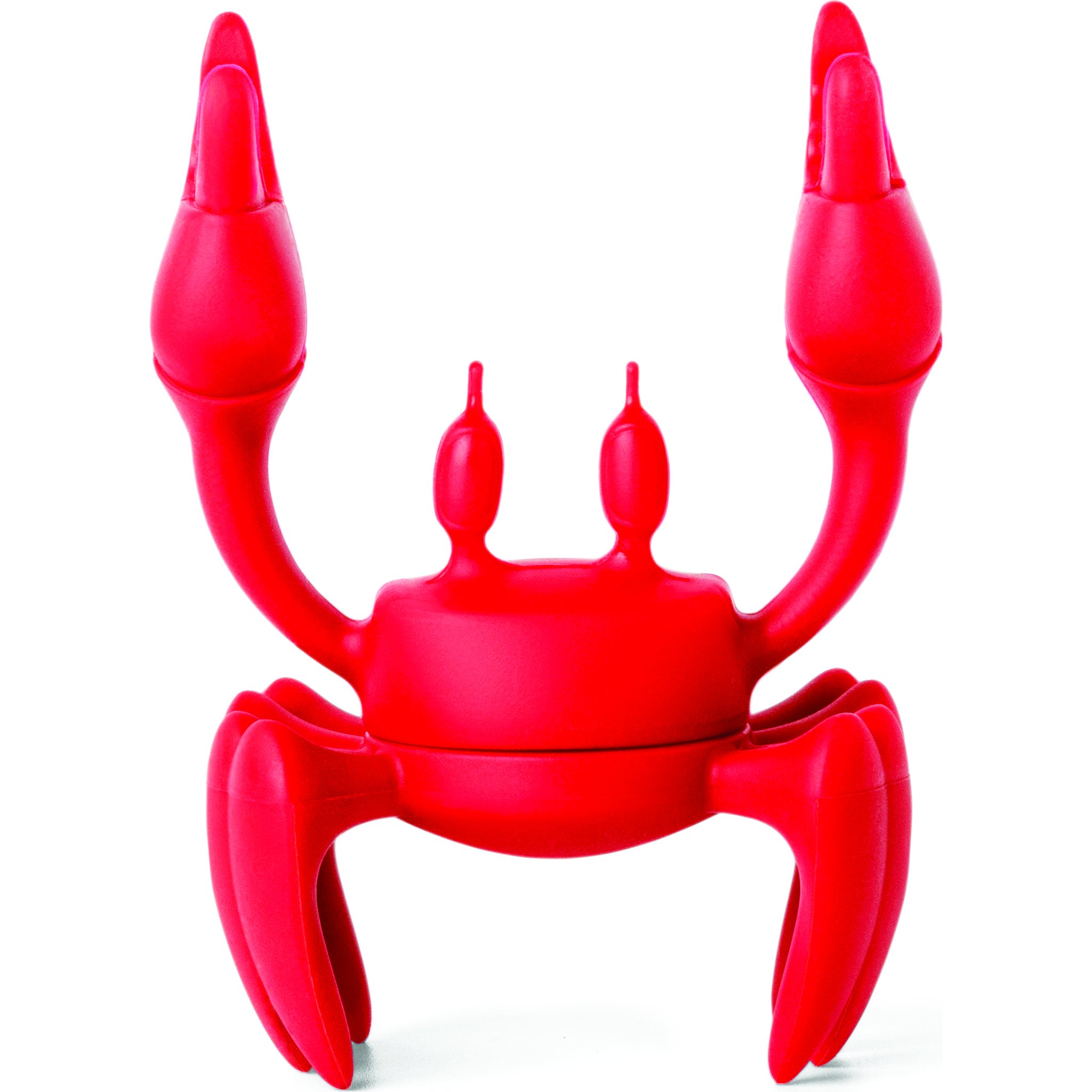 Red silicone crab with claws raised wide