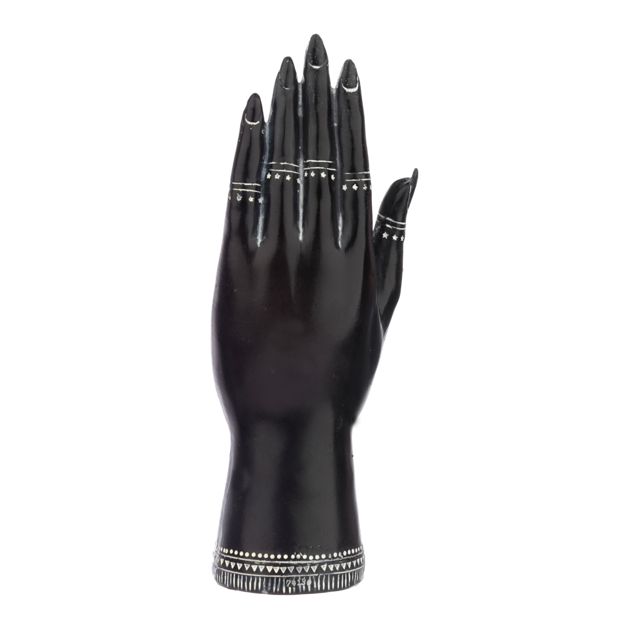 Mano di chiromanzia da dietro con unghie decorate