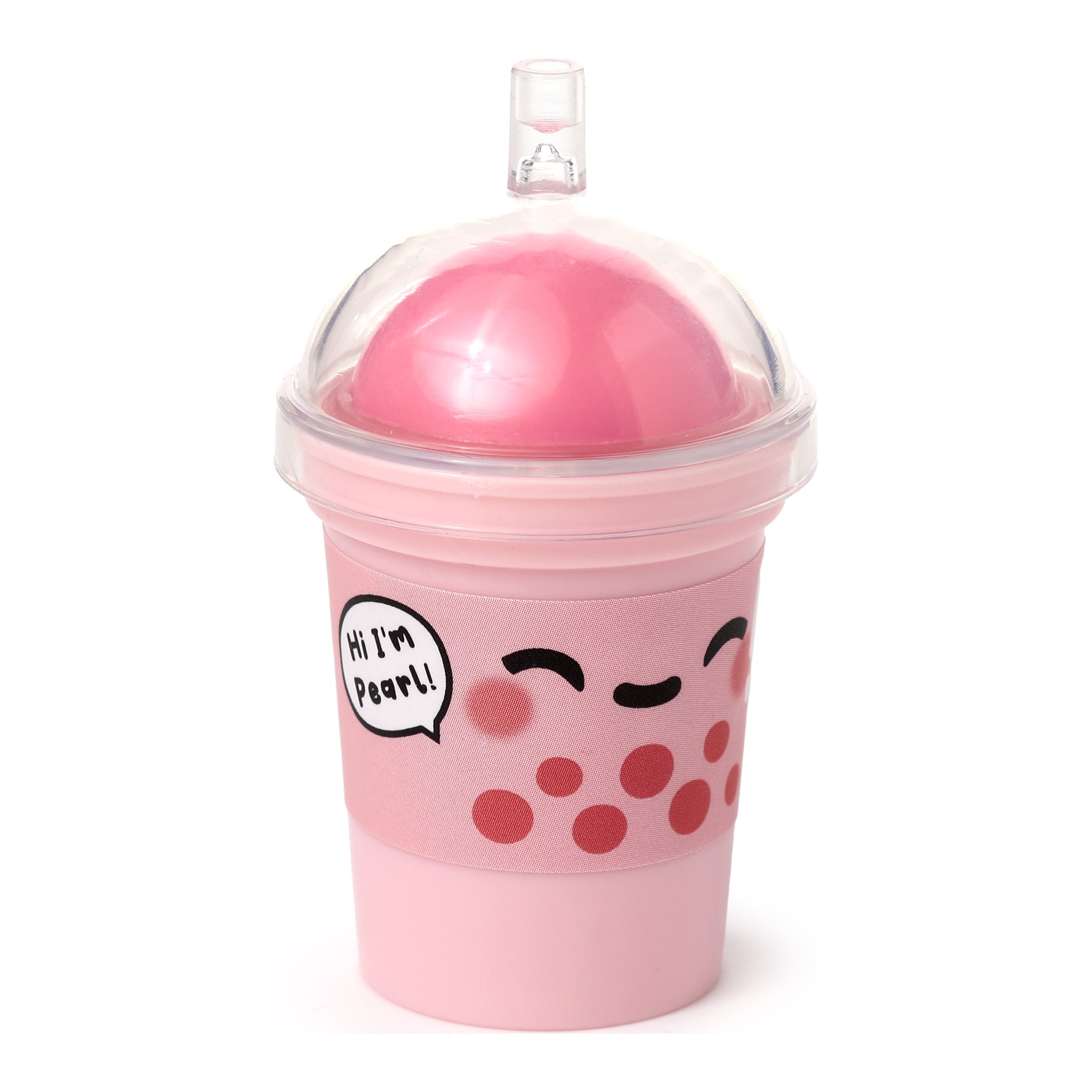Rosa Bubble-Tea-Becher mit Kuppeldeckel und Strohhalm