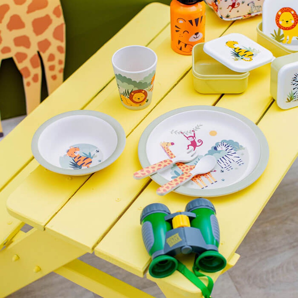 Safari Kindergeschirr Set aus Bambus von Sass &amp; Belle