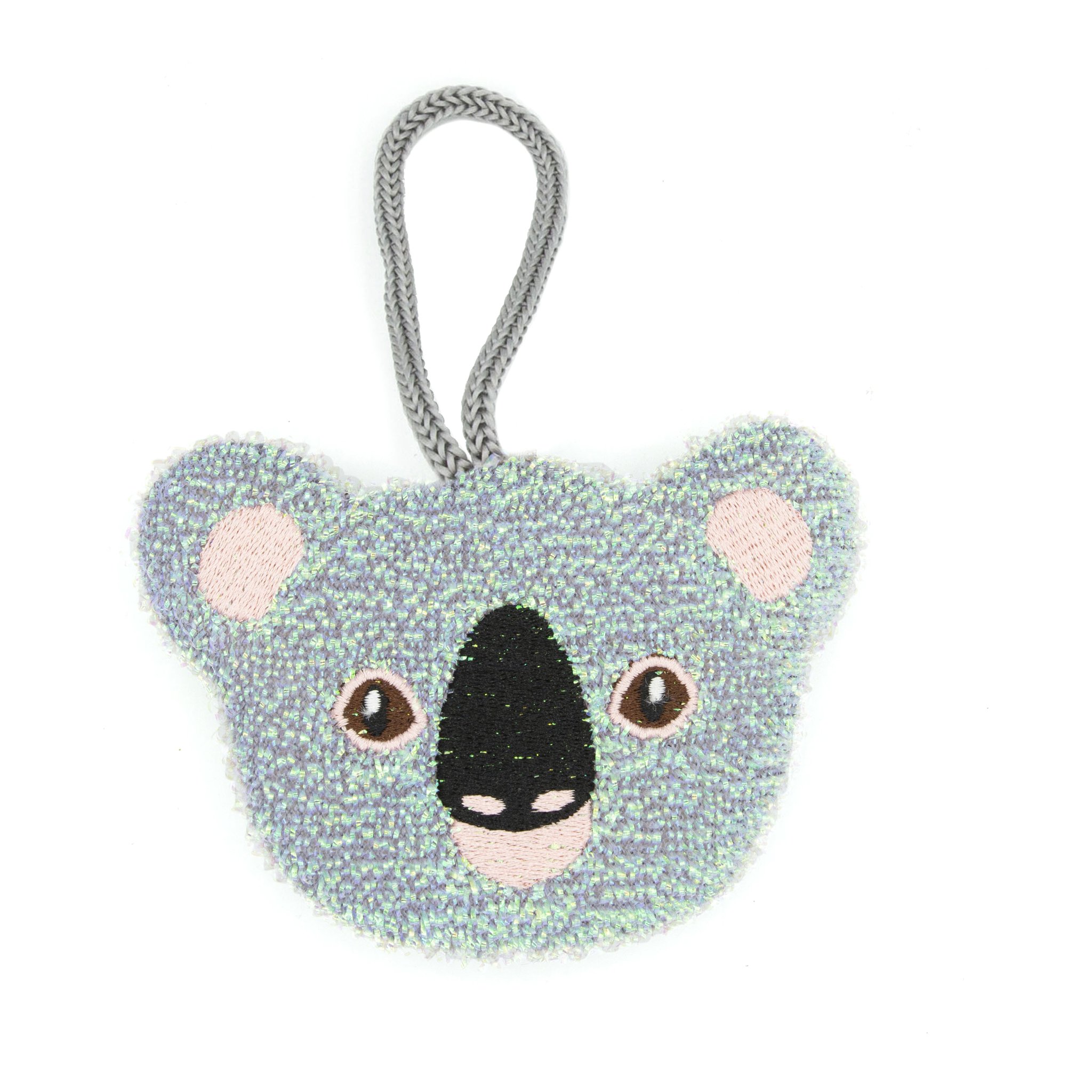 Éponge koala seule avec oreilles roses et boucle