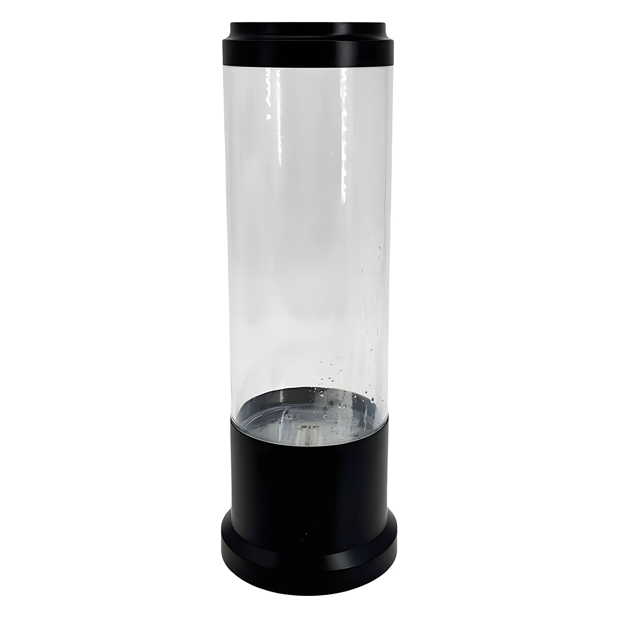 Empty clear tube of the round jellyfish lamp on its black base