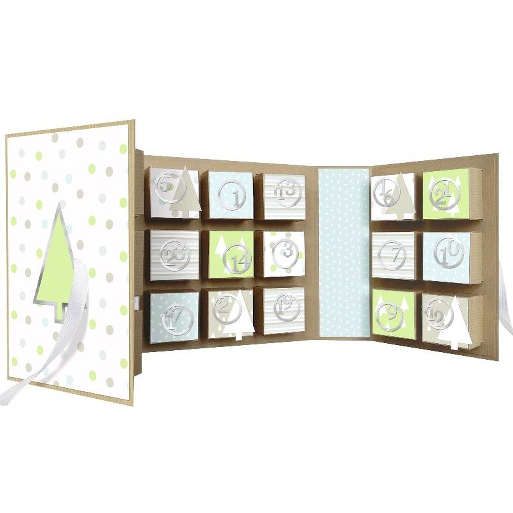 Bastelbogen Adventskalender Tannenbäume