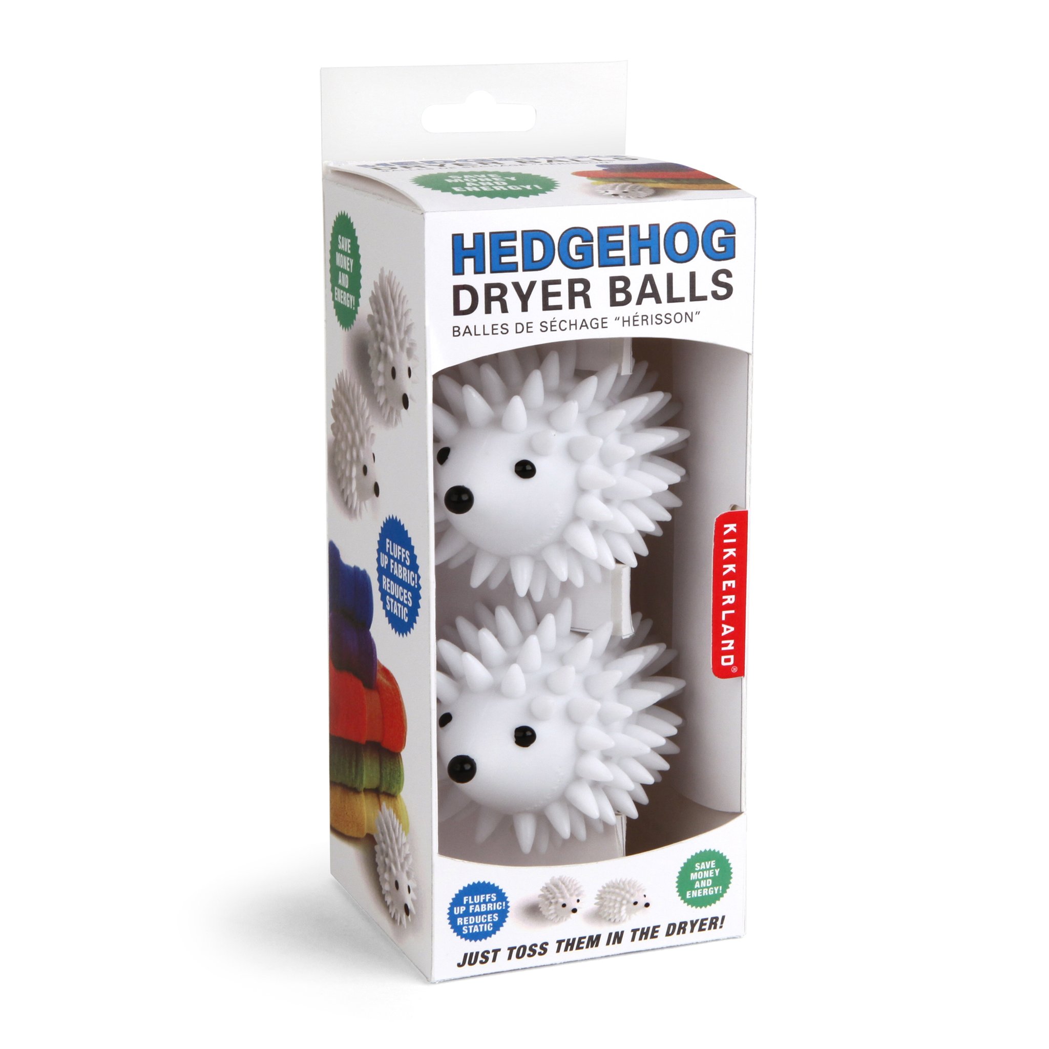 Hedgehog Dryer Balls – Kikkerland packaging