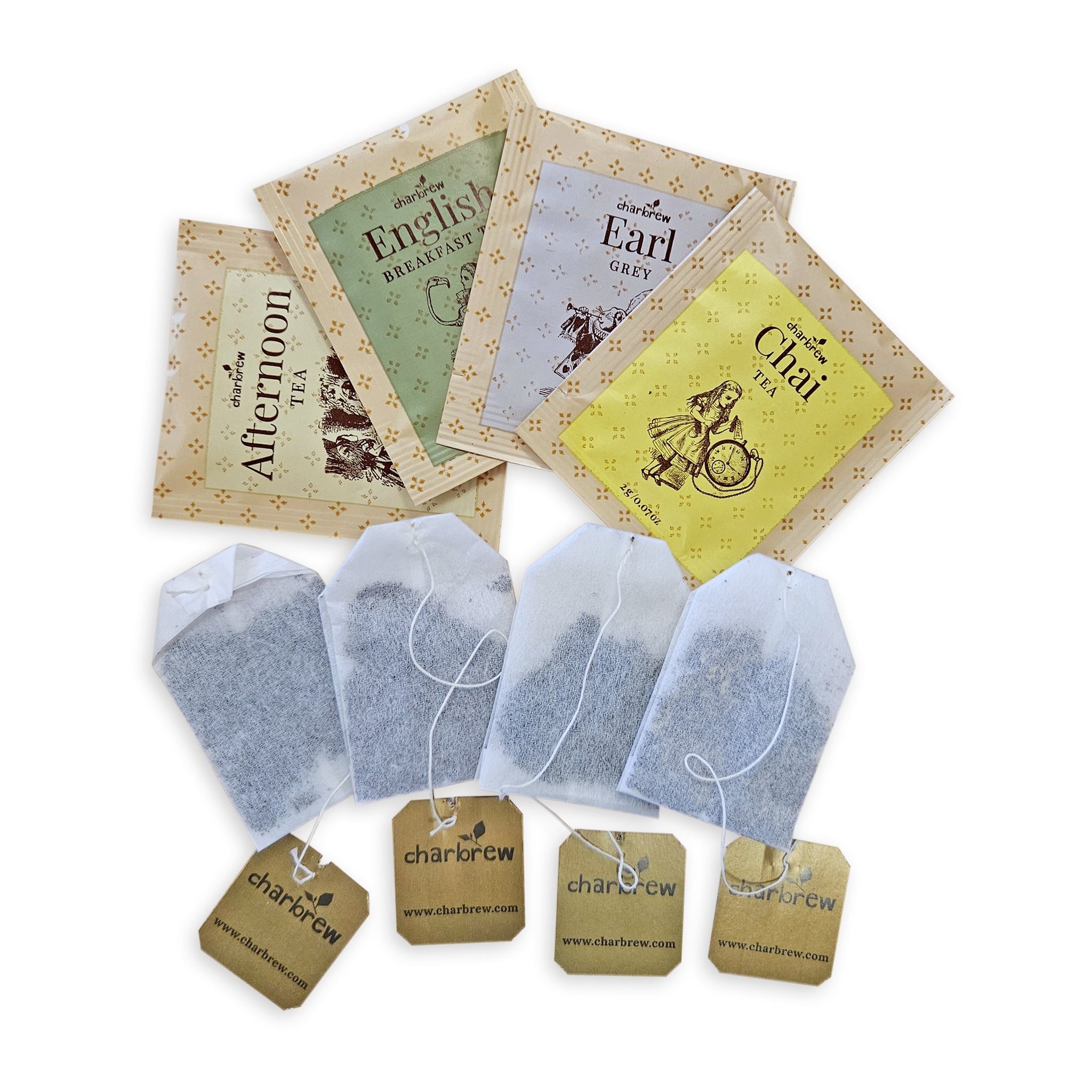 Individually wrapped English Breakfast, Afternoon, Earl Grey and Chai tea bags