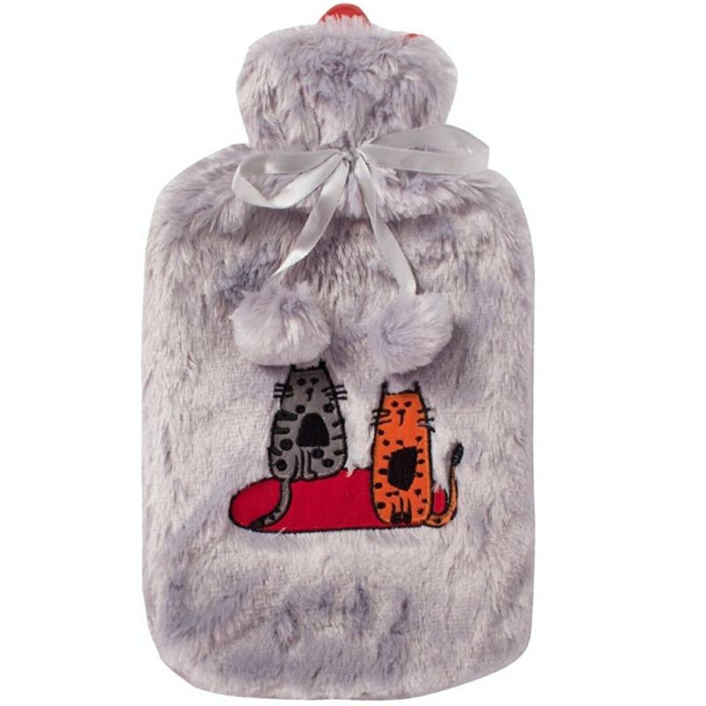 Graue Bettflasche mit Katzen Motiv