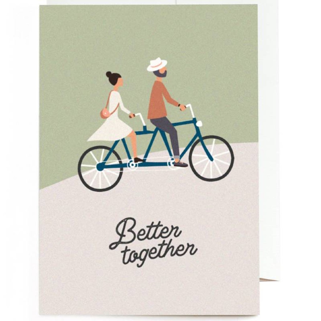 Grusskarte Better Together Tandem Bike von roadtyping
