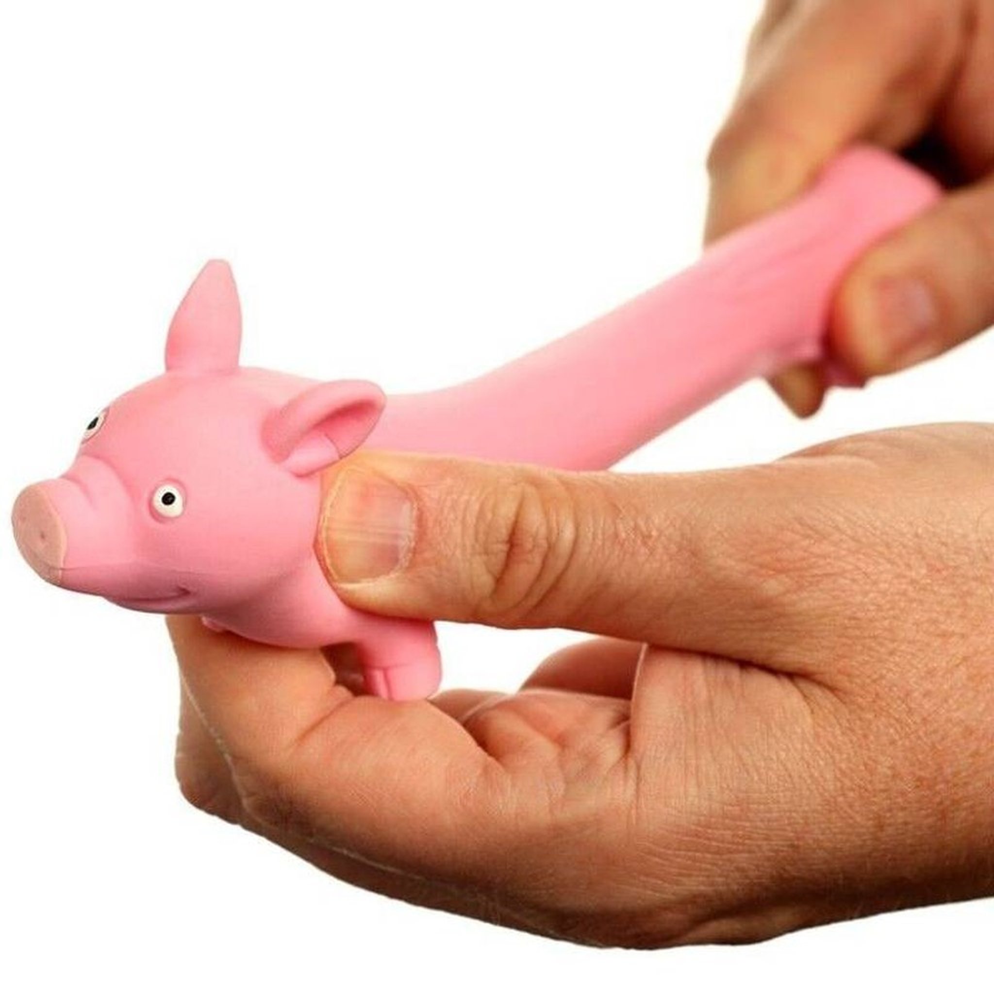 Deux mains etirent le cochon anti-stress