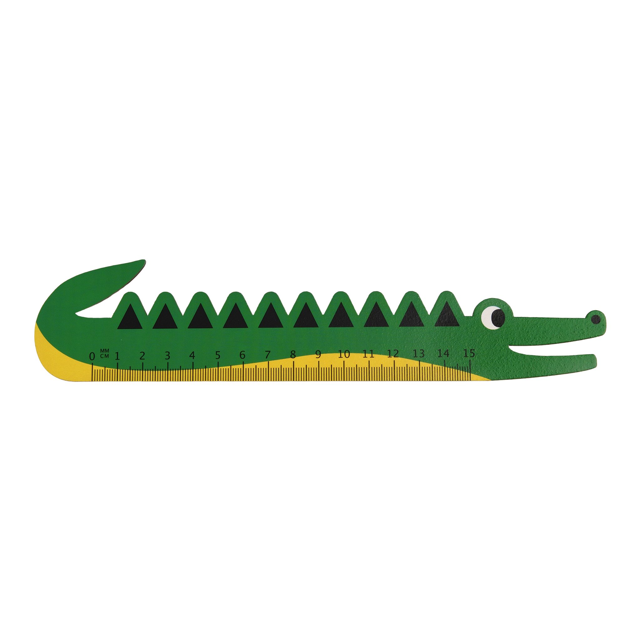 La règle crocodile verte avec échelle en centimètres, détourée
