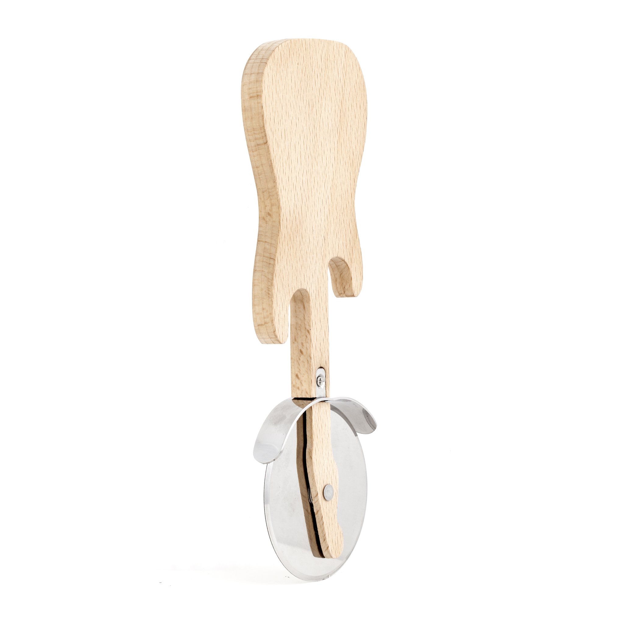 Pizzaschneider Gitarre – Holzgriff mit Edelstahlklinge freigestellt