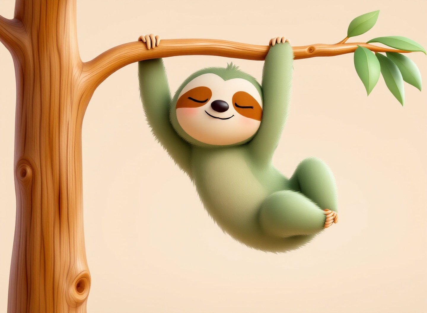 Paresseux de dessin animé souriant suspendu à une branche — image de couverture de la rétrospective tendance paresseux 2016-2019