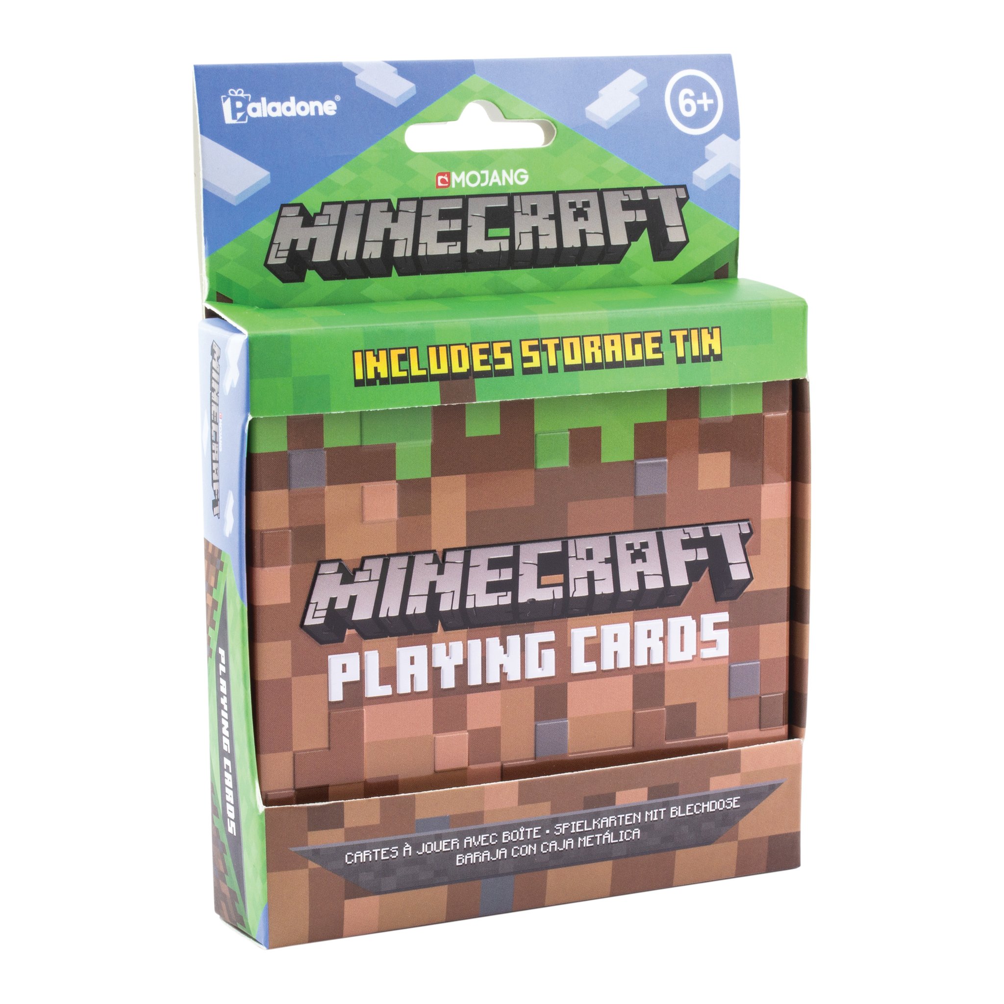 Verpackung der Minecraft-Spielkarten mit Blechdose