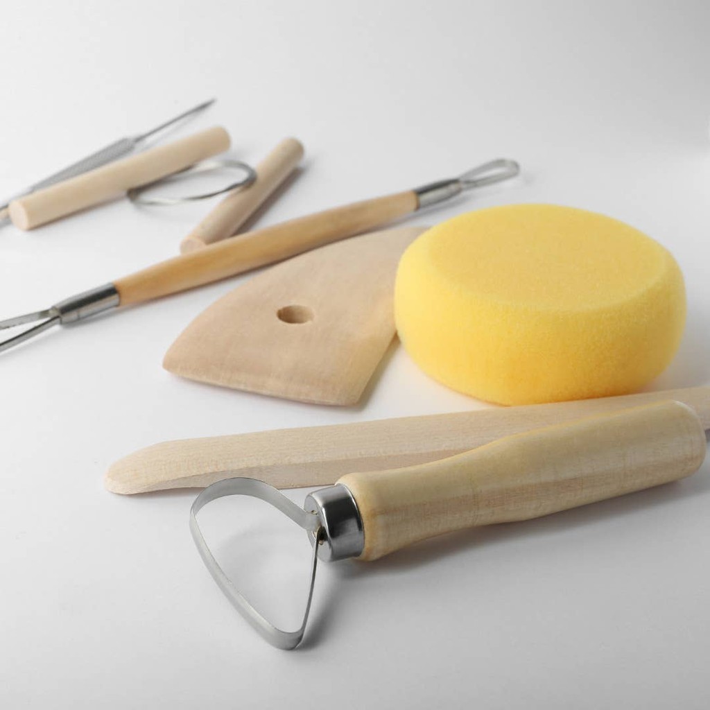 Toepferset Basic – Luft-Ton mit Farben und Werkzeug